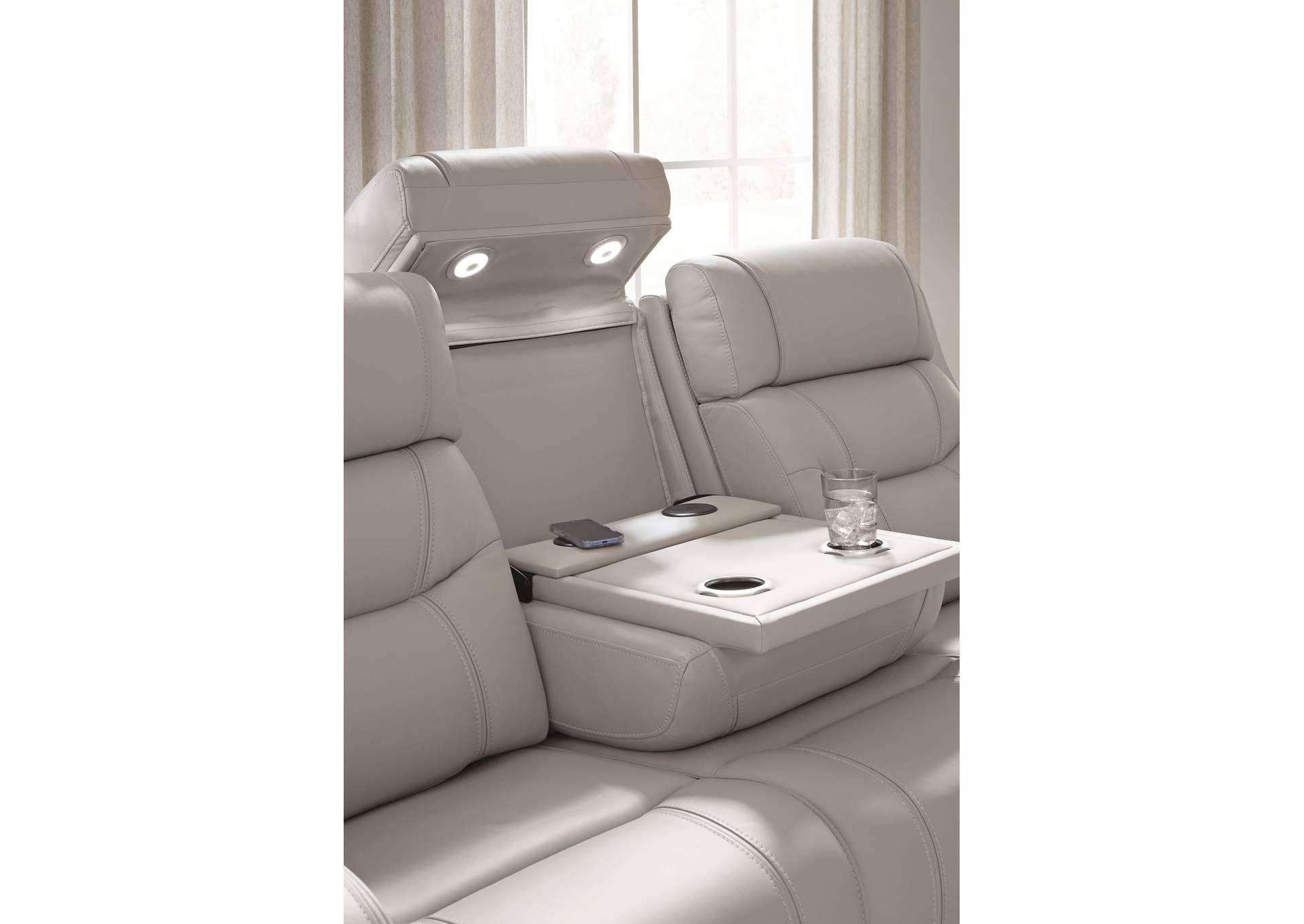 Dreamer Leather Dual Power Reclining Sofa and Loveseat Set image 11