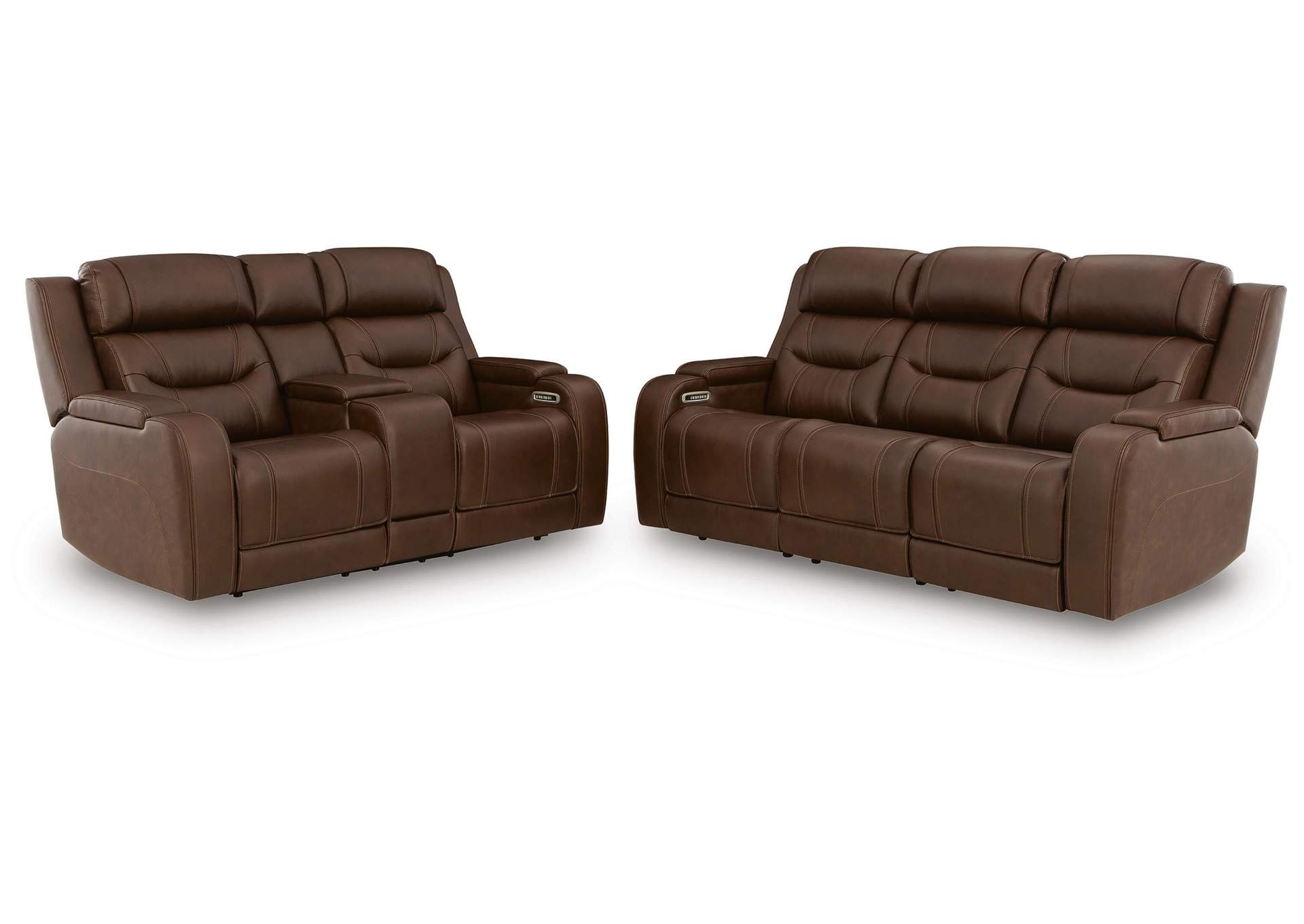 Dreamer Leather Dual Power Reclining Sofa and Loveseat Set image 1