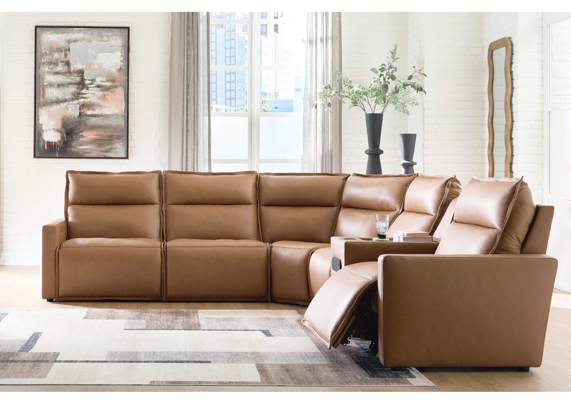 Arrington 6-Piece Power Reclining Sectional with Audio Console image 2