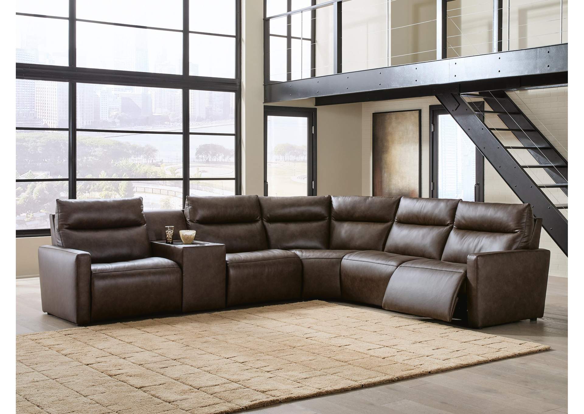 ModZ 6-Piece Power Reclining Sectional with Audio Console image 1