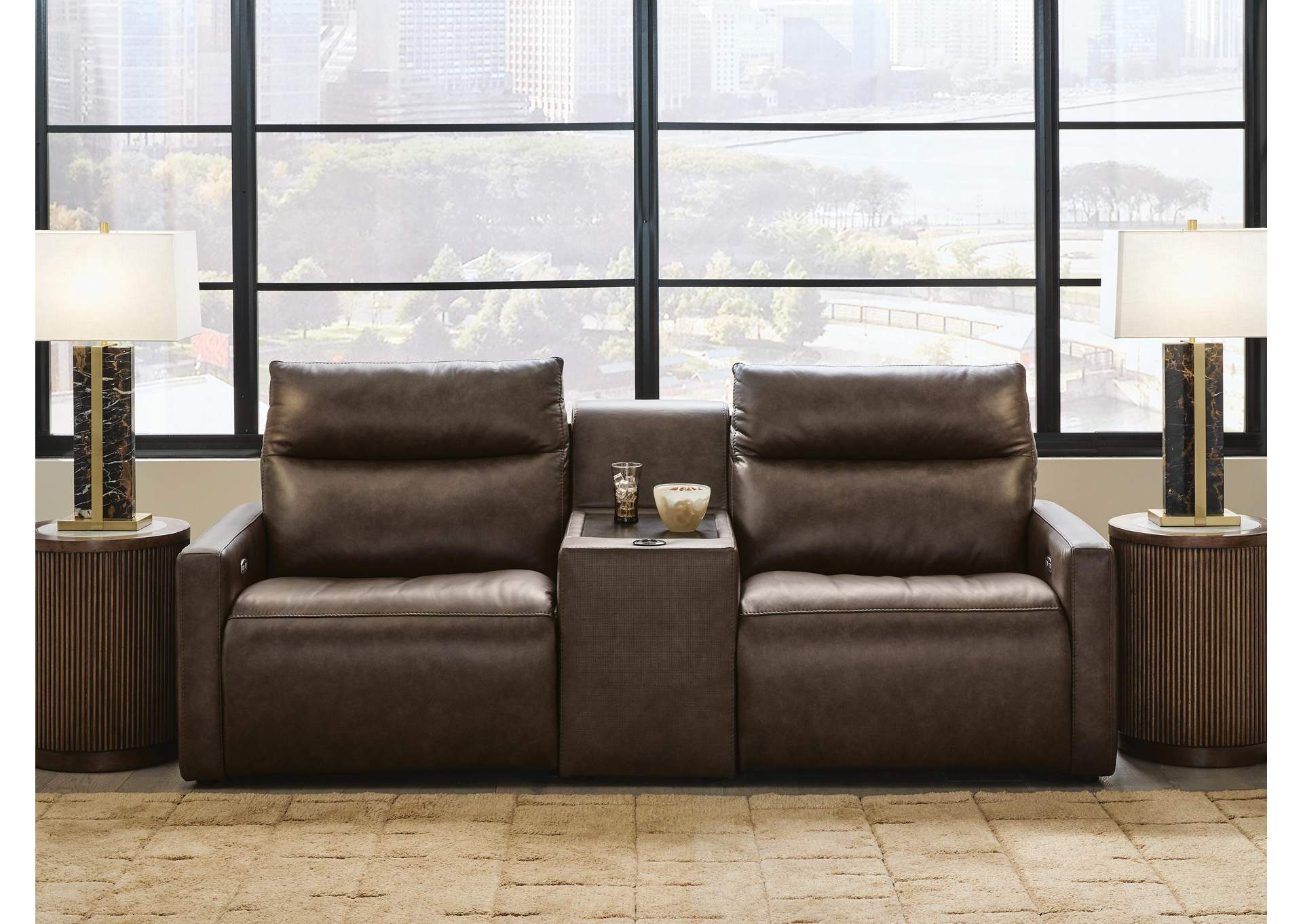 ModZ 3-Piece Power Reclining Sectional Loveseat with Audio Console image 1