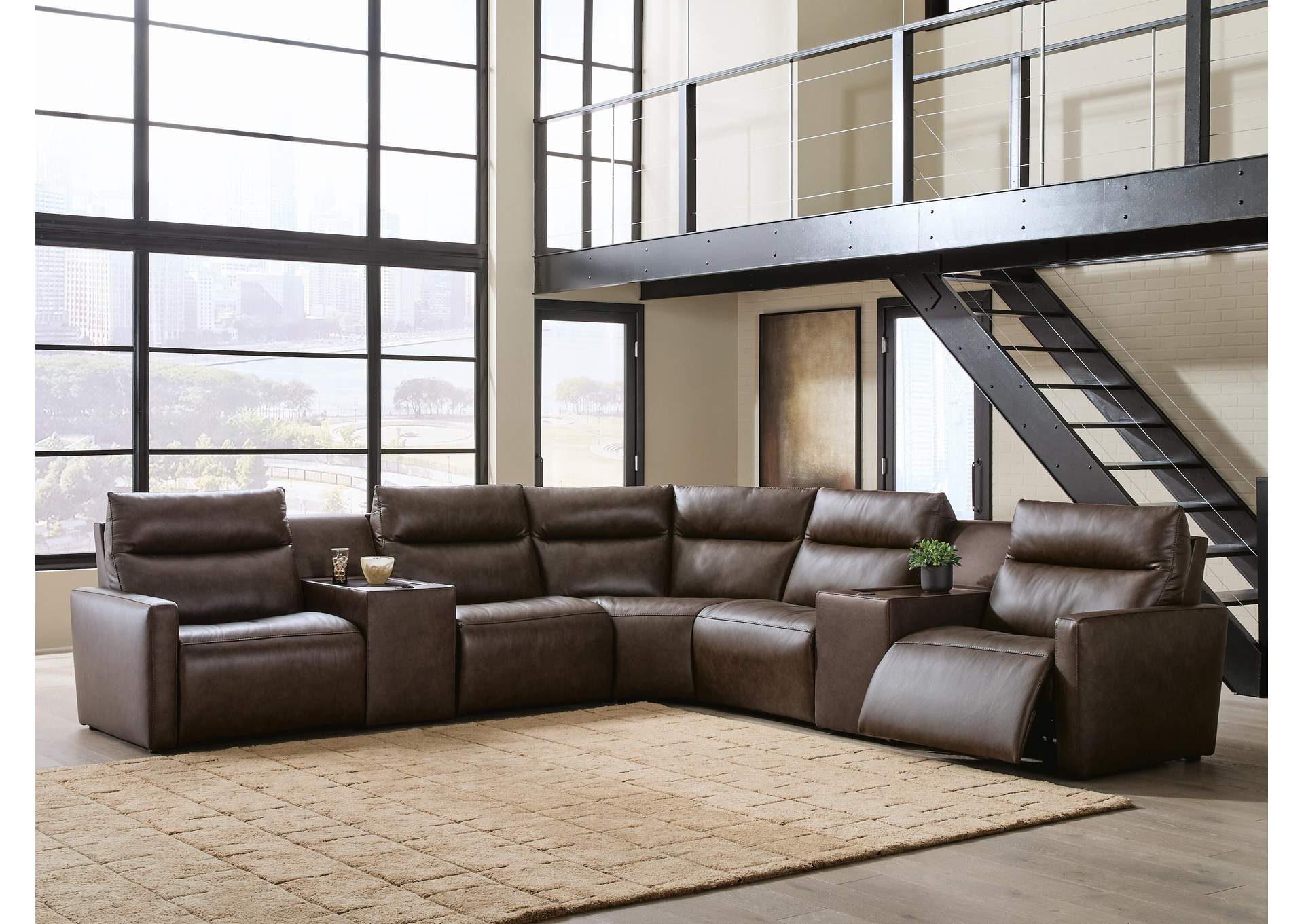 ModZ 7-Piece Power Reclining Sectional with Audio Consoles image 2