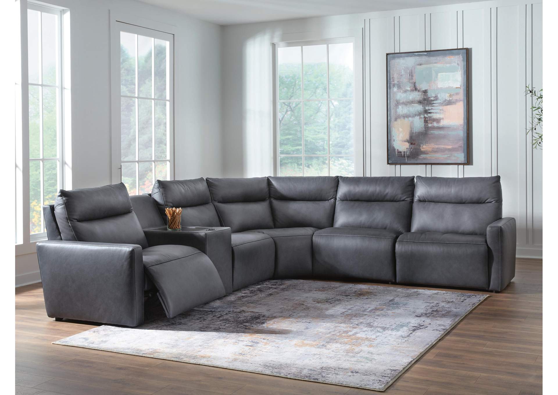 ModZ 6-Piece Power Reclining Sectional with Audio Console image 2