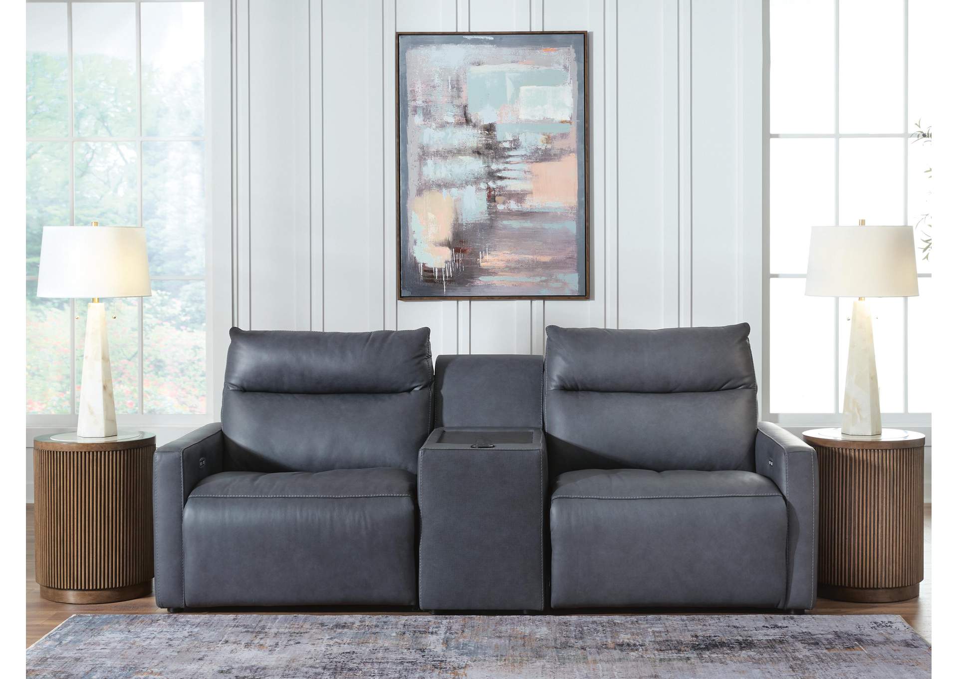 ModZ 3-Piece Power Reclining Sectional Loveseat with Audio Console image 1