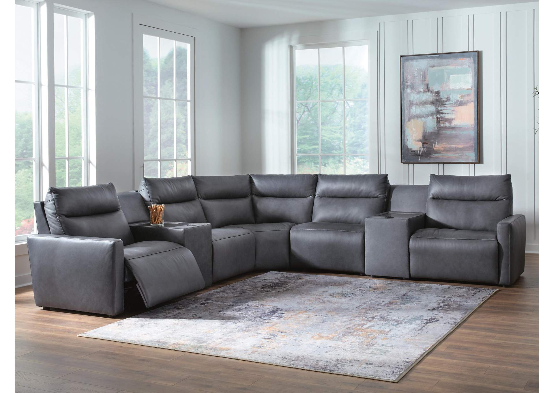 ModZ 7-Piece Power Reclining Sectional with Audio Consoles image 2