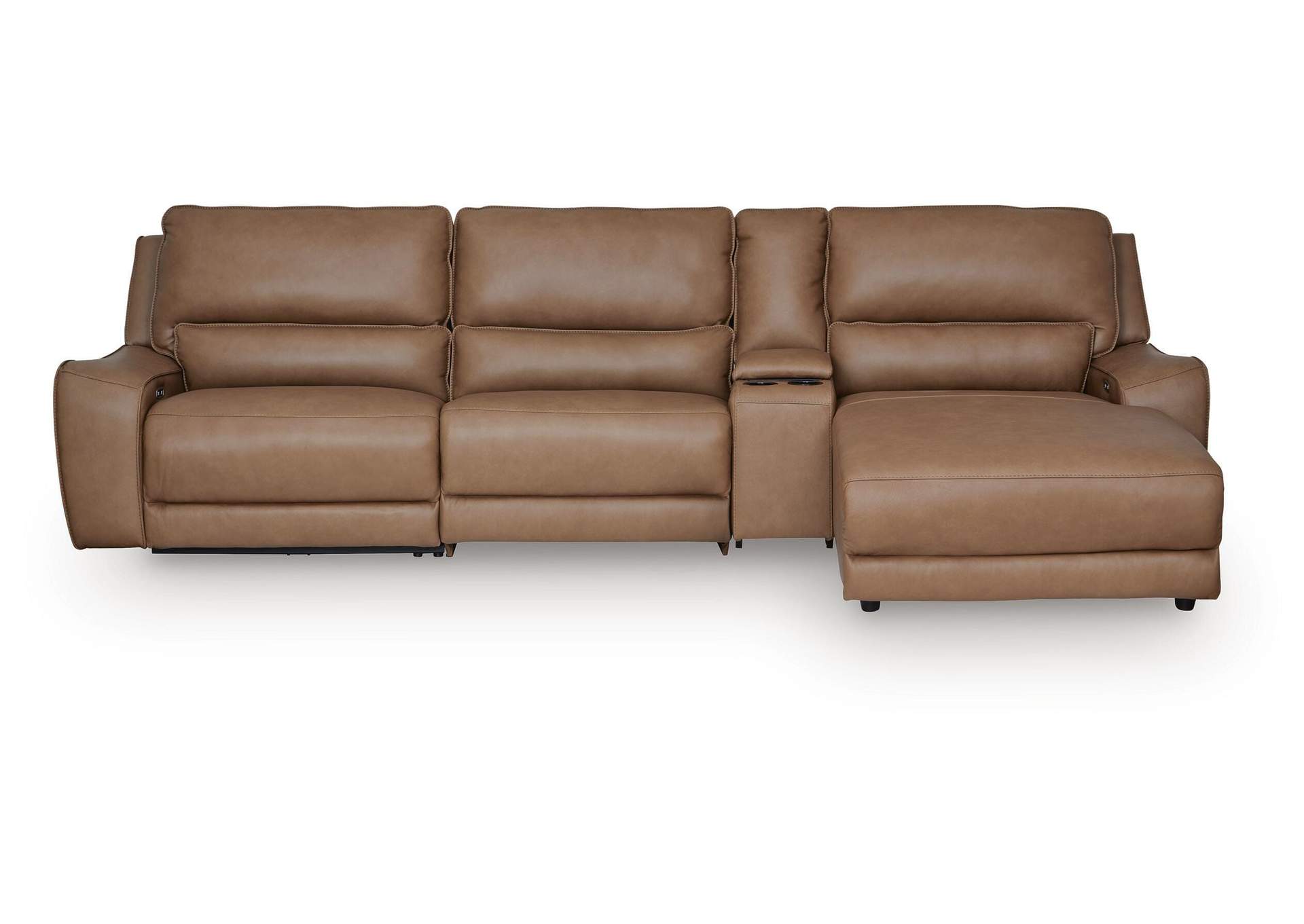 DeepWakes 4-Piece Reclining Sectional with Chaise and Storage Console image 1