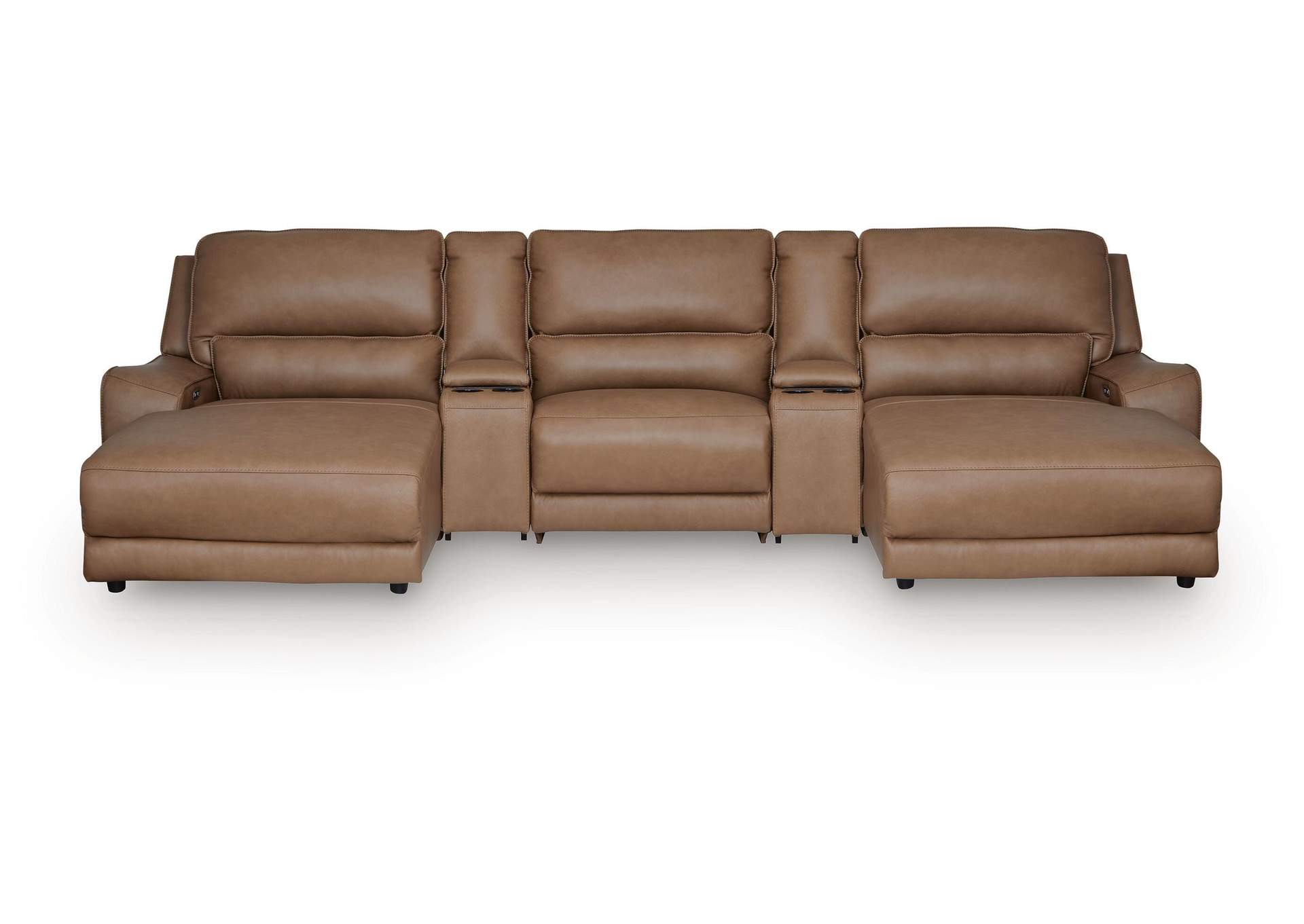 DeepWakes 5-Piece Reclining Sectional with Double Chaise and Storage Consoles image 1