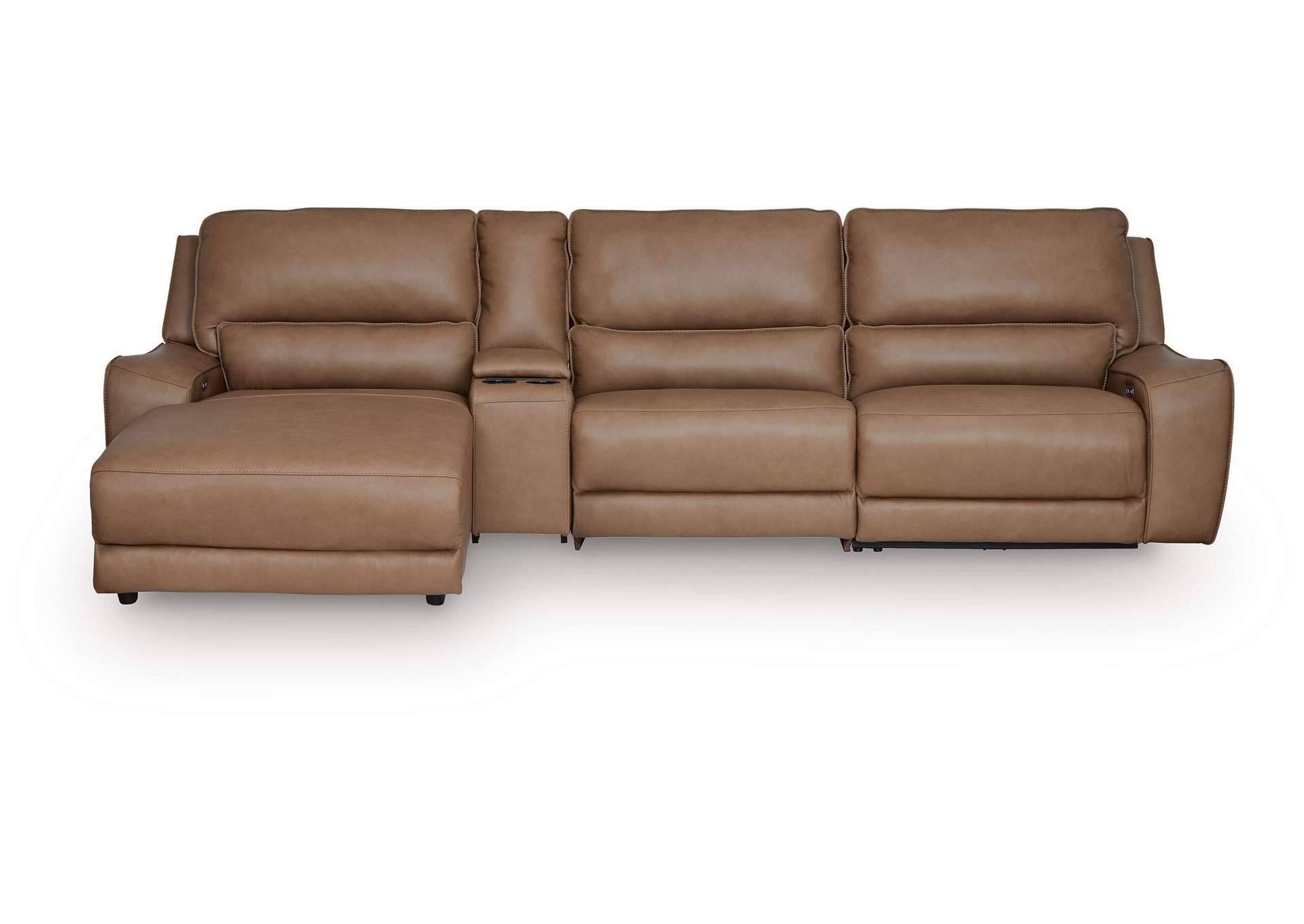 DeepWakes 4-Piece Reclining Sectional with Chaise and Storage Console image 1