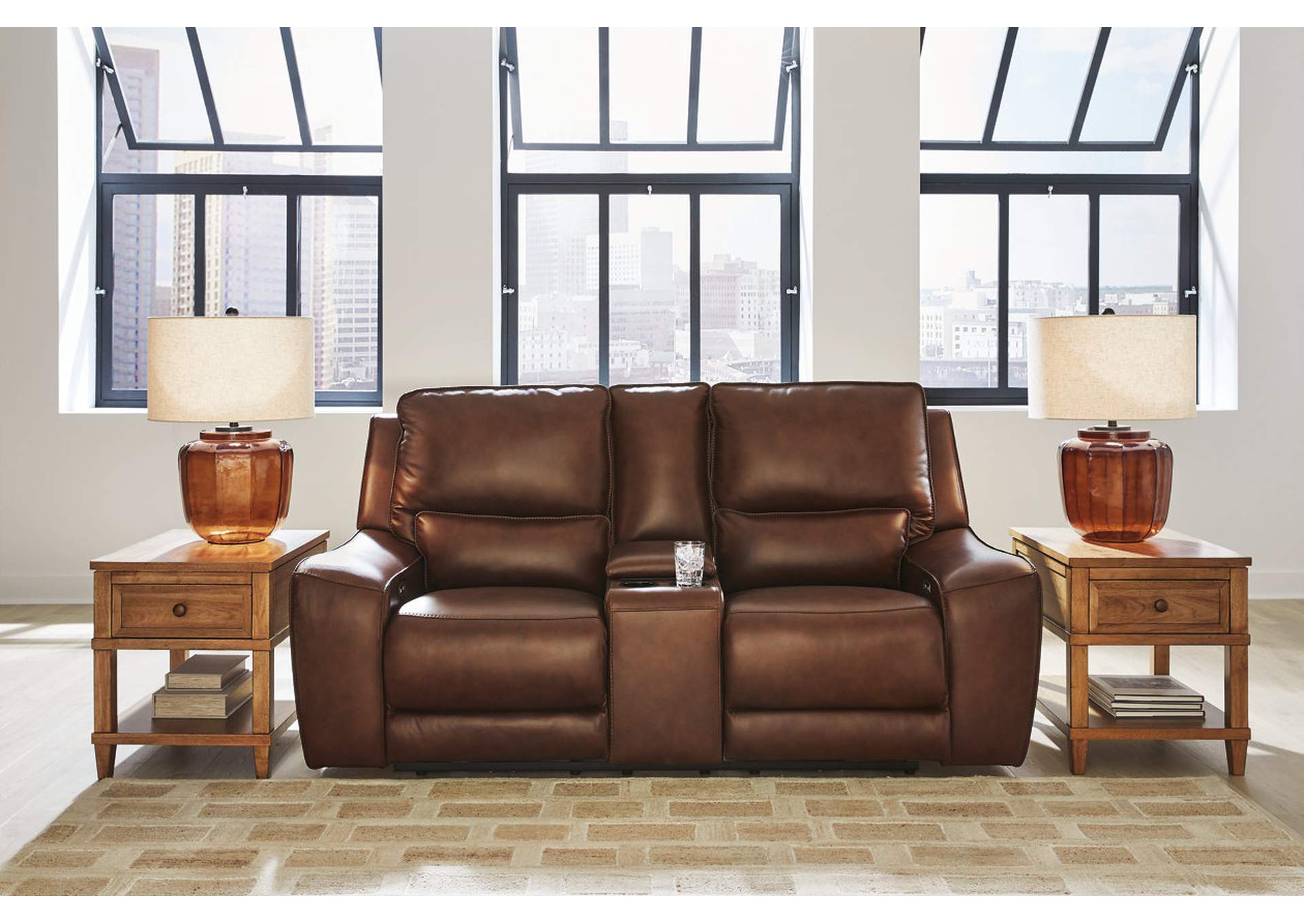 Silverbrooke Dual Power Leather Reclining Sofa and Loveseat image 5