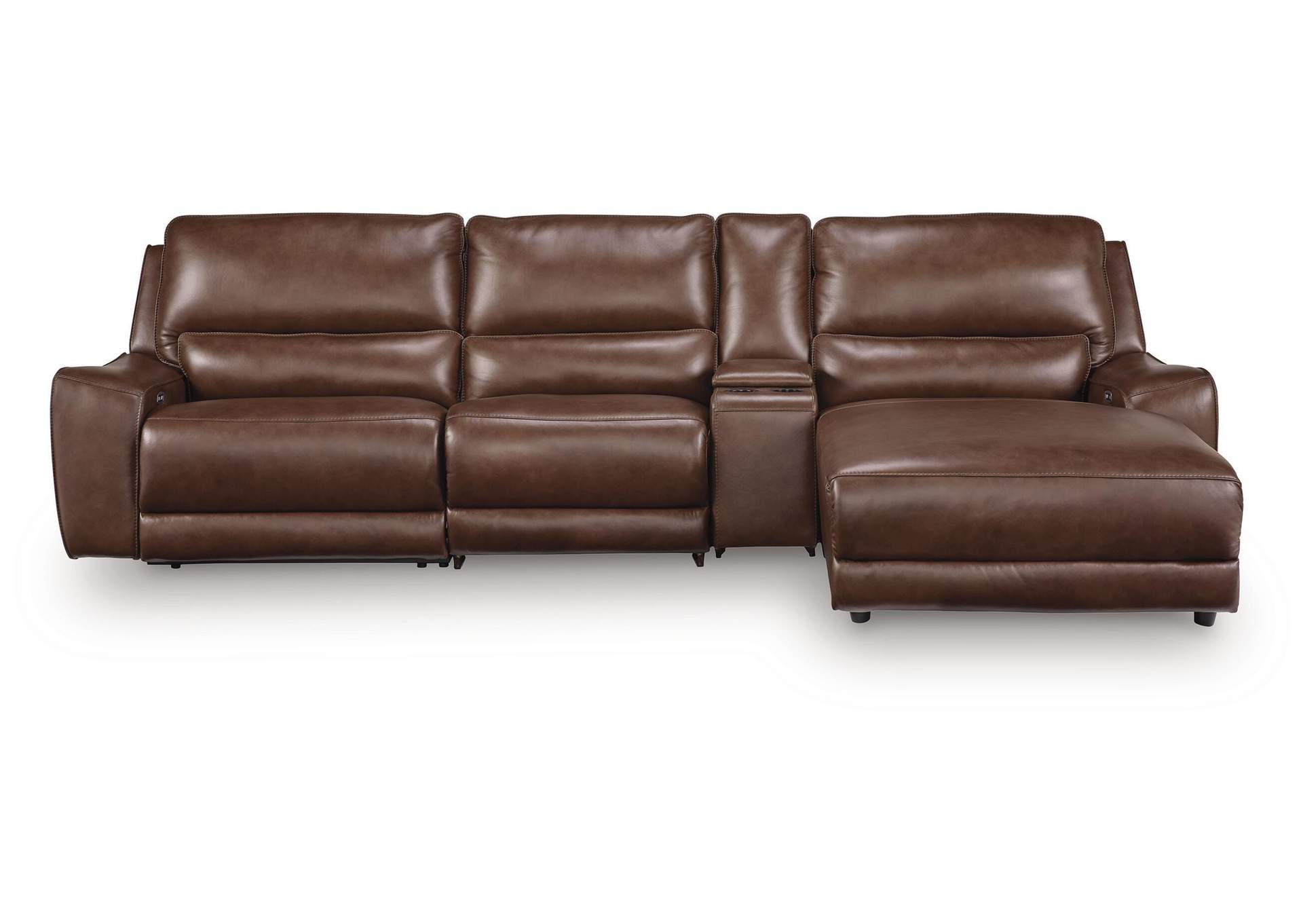 DeepWakes 4-Piece Reclining Sectional with Chaise and Storage Console image 1