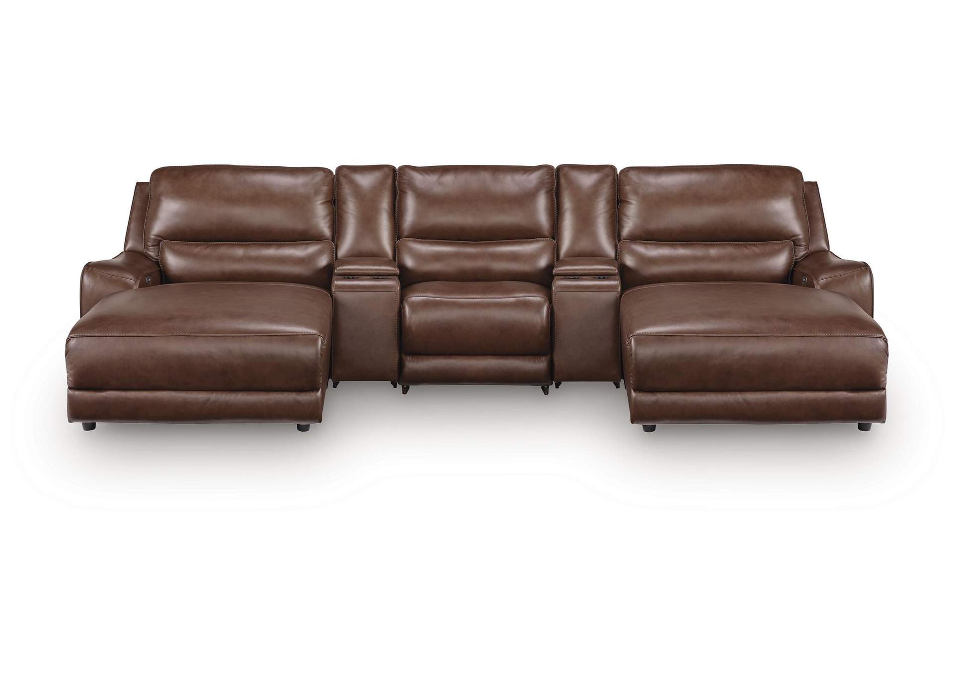 DeepWakes 5-Piece Reclining Sectional with Double Chaise and Storage Consoles image 1