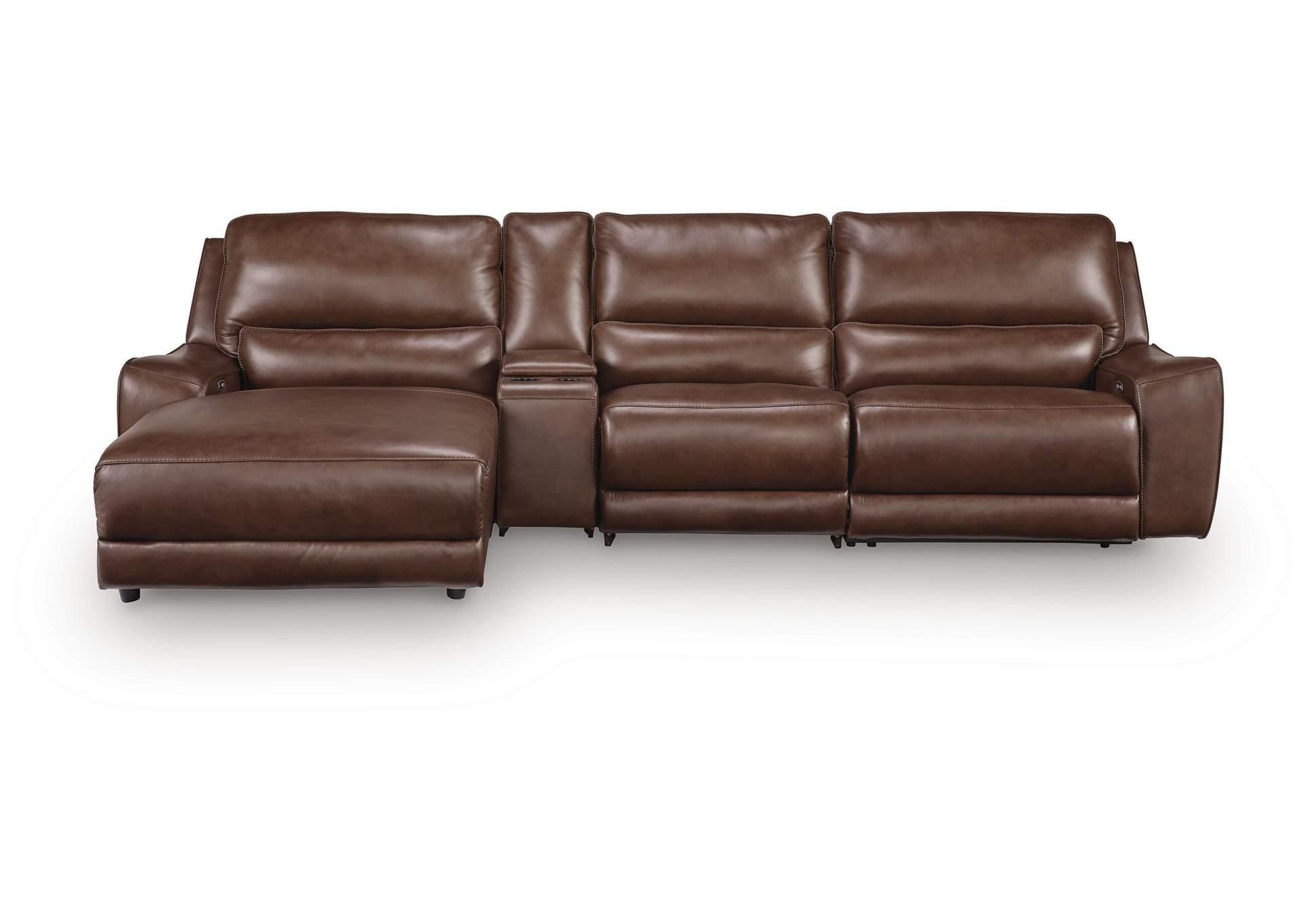 DeepWakes 4-Piece Reclining Sectional with Chaise and Storage Console image 1