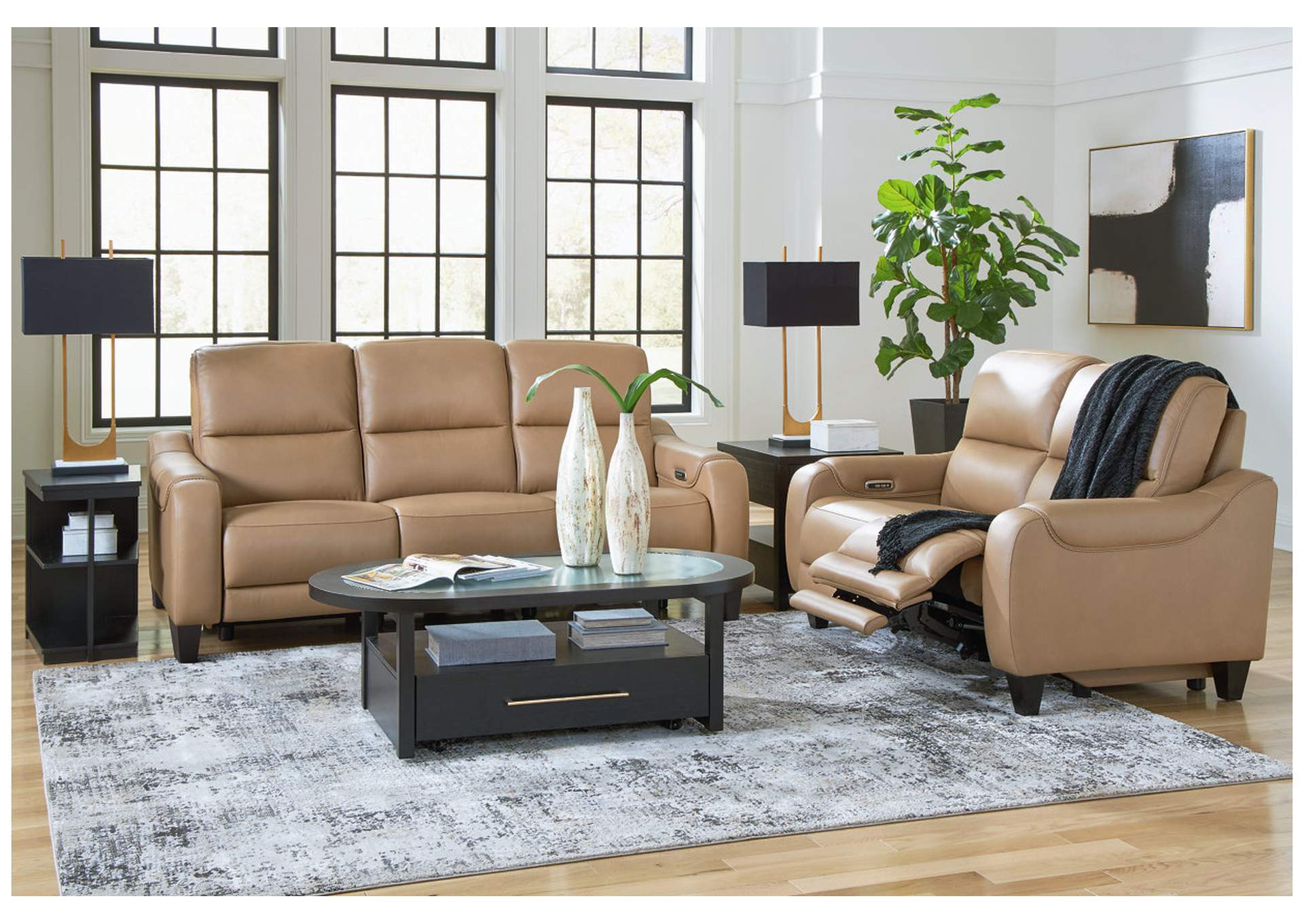 Mosswell Dual Power Leather Reclining Sofa and Loveseat image 5