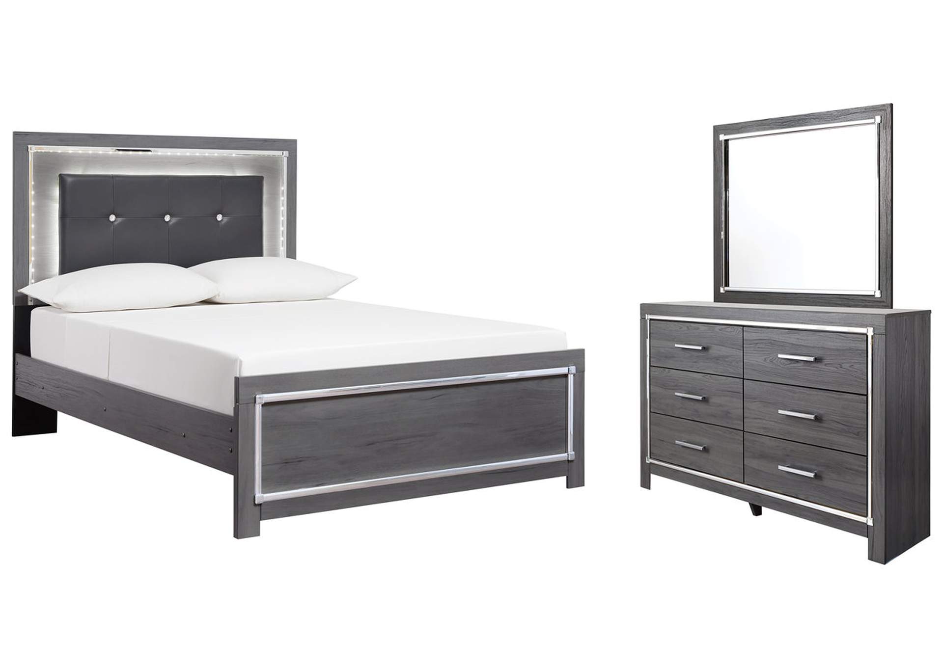 Lodanna Full Panel Bed with Mirrored Dresser image 2