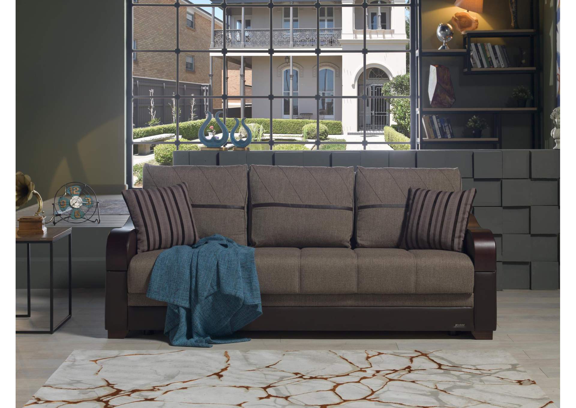 BENNETT 3 SEAT SLEEPER WITH BROWN VINYL - REDEYEF BROWN - 2 PIECES image 4