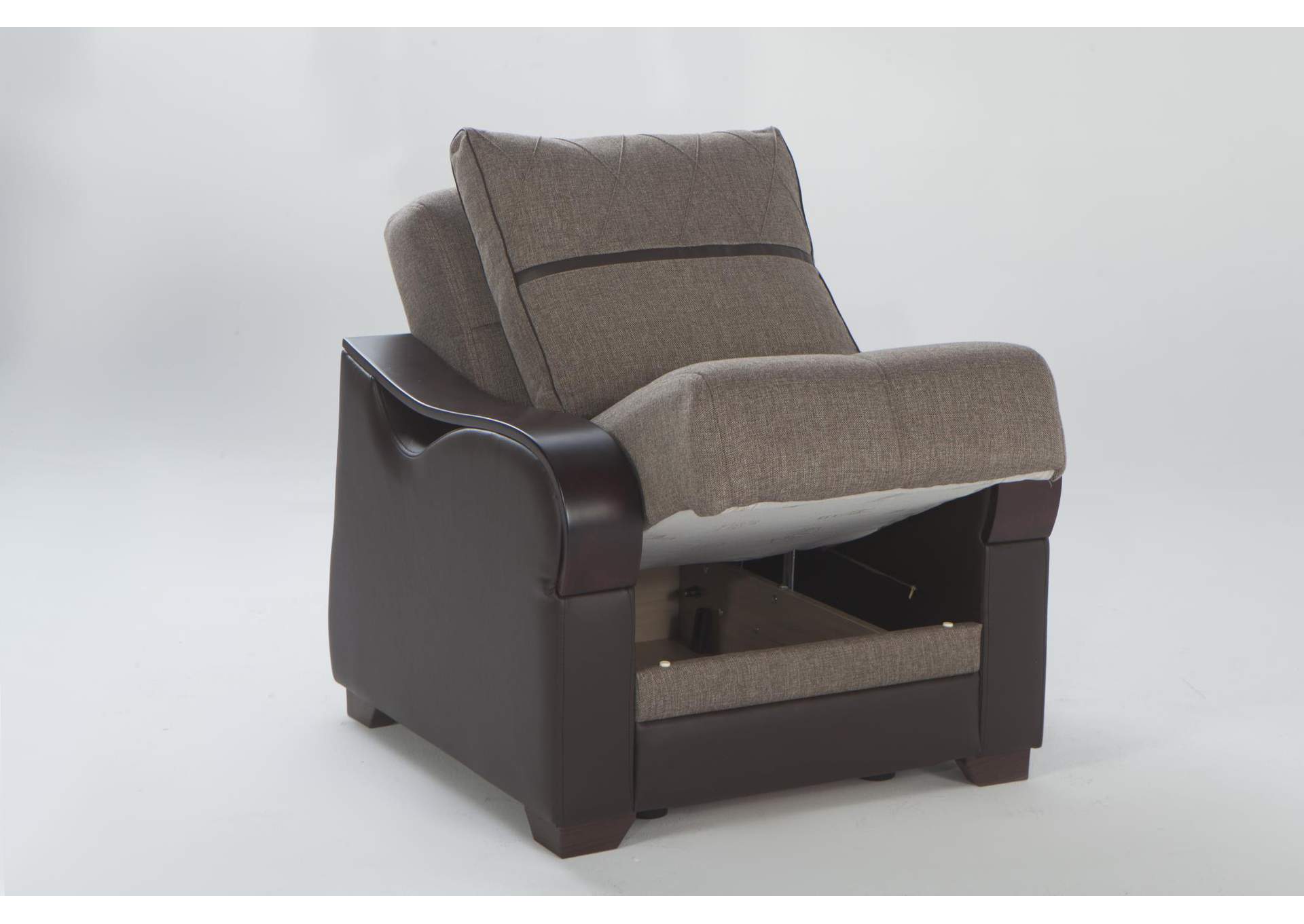 BENNETT ARMCHAIR WITH BROWN VINYL - REDEYEF BROWN - 2 PIECES image 1