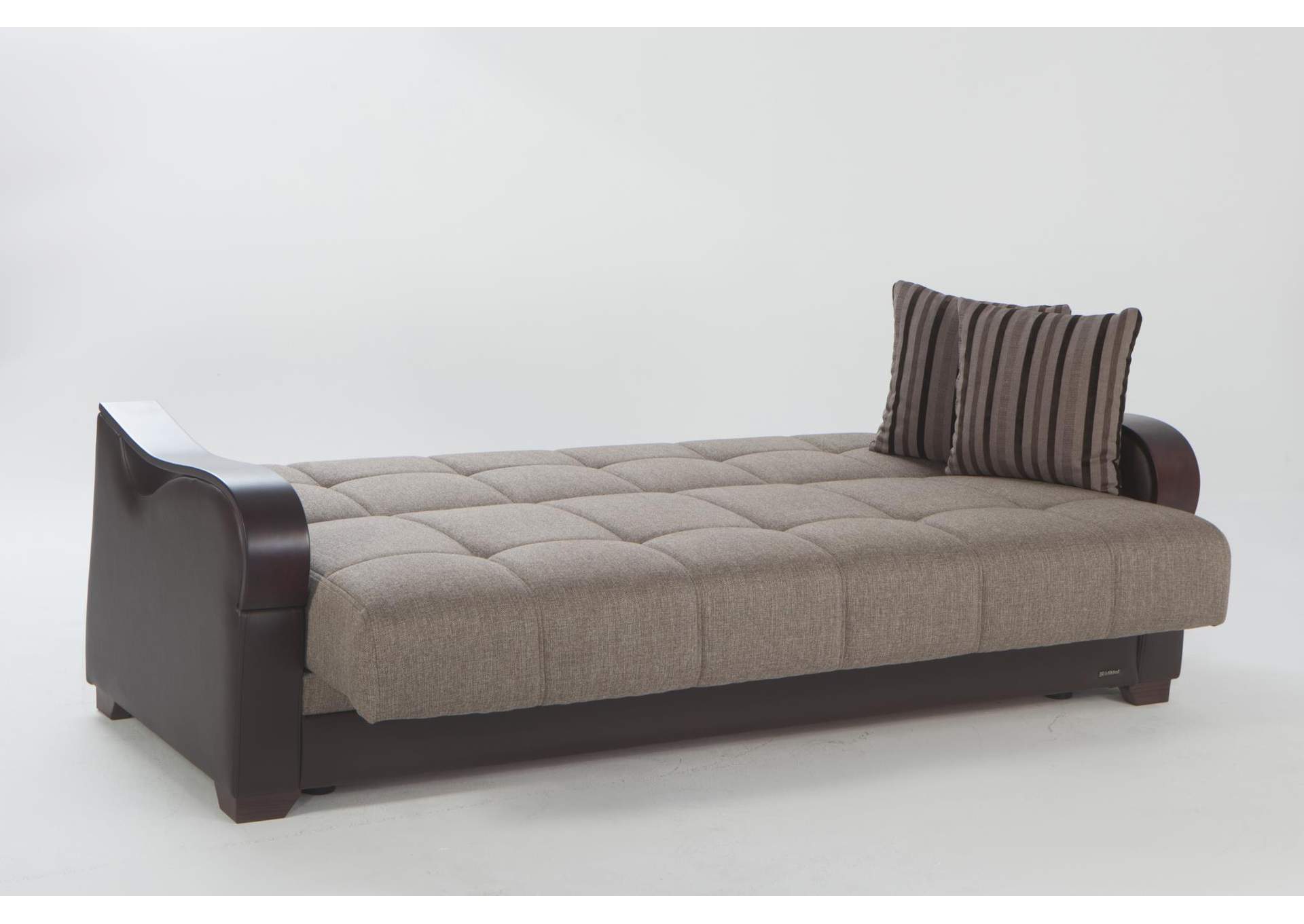 BENNETT 3 SEAT SLEEPER WITH BROWN VINYL - REDEYEF BROWN - 2 PIECES image 1