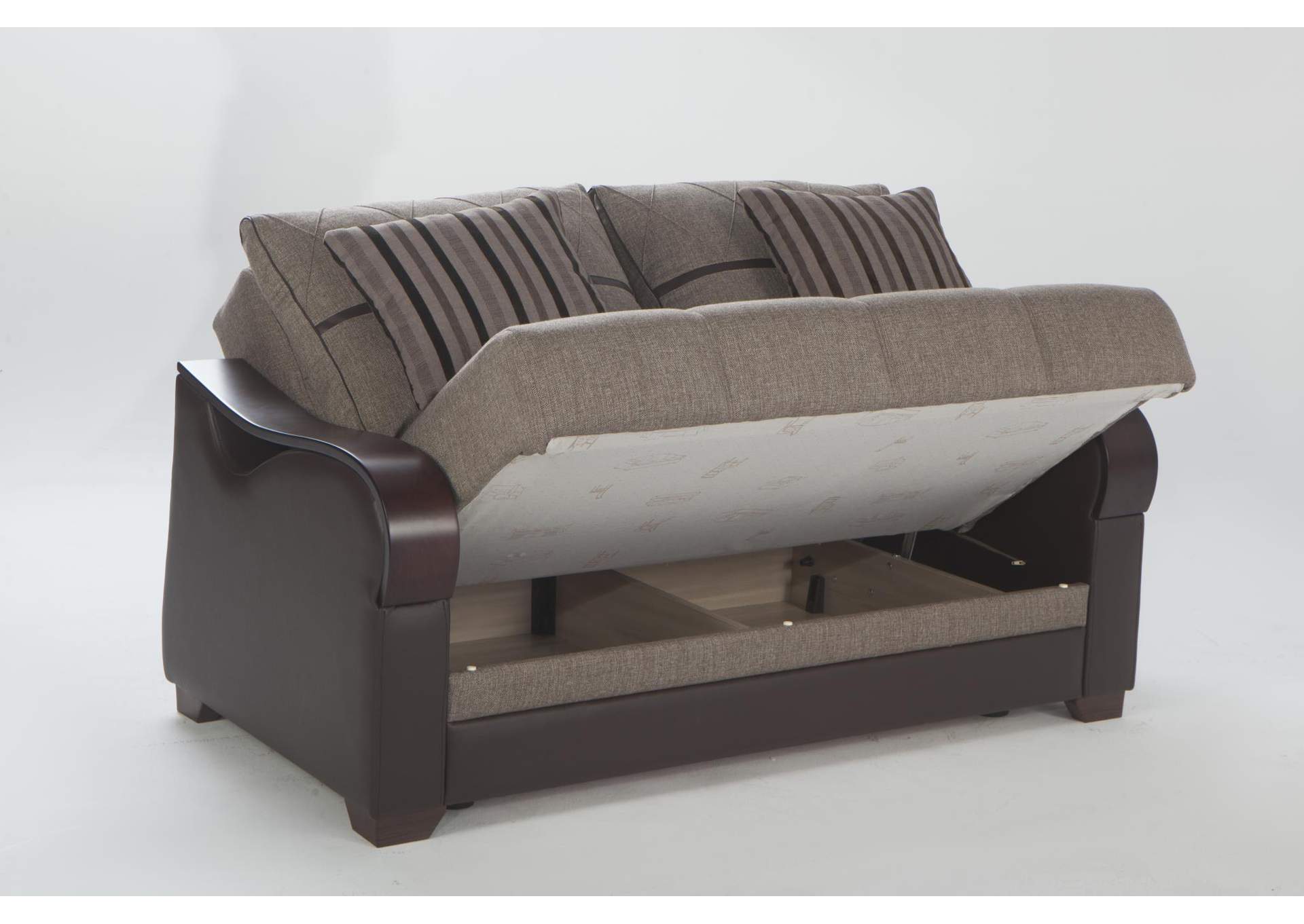 BENNETT LOVE SEAT WITH BROWN VINYL - REDEYEF BROWN - 2 PIECES image 1