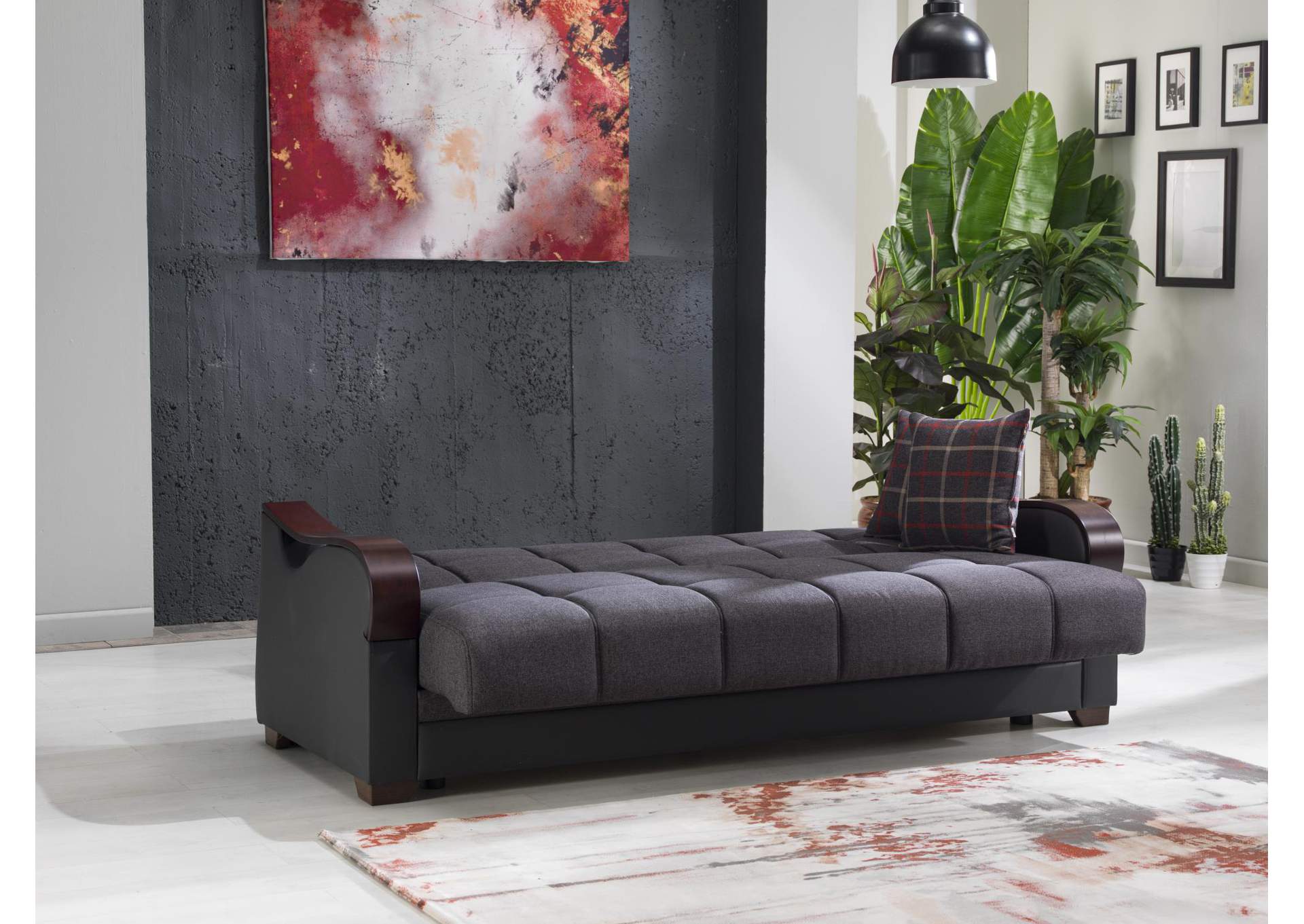 BENNETT 3 SEAT SLEEPER WITH S GLORY GRAY VINYL - NAR ANTRASIT - 2 PIECES image 1