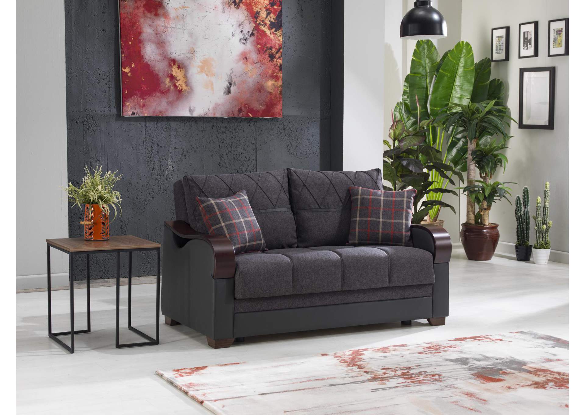 BENNETT LOVE SEAT WITH S GLORY GRAY VINYL - NAR ANTRASIT - 2 PIECES image 4