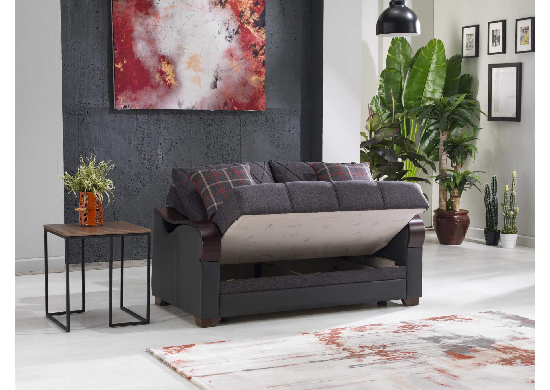 BENNETT LOVE SEAT WITH S GLORY GRAY VINYL - NAR ANTRASIT - 2 PIECES image 1