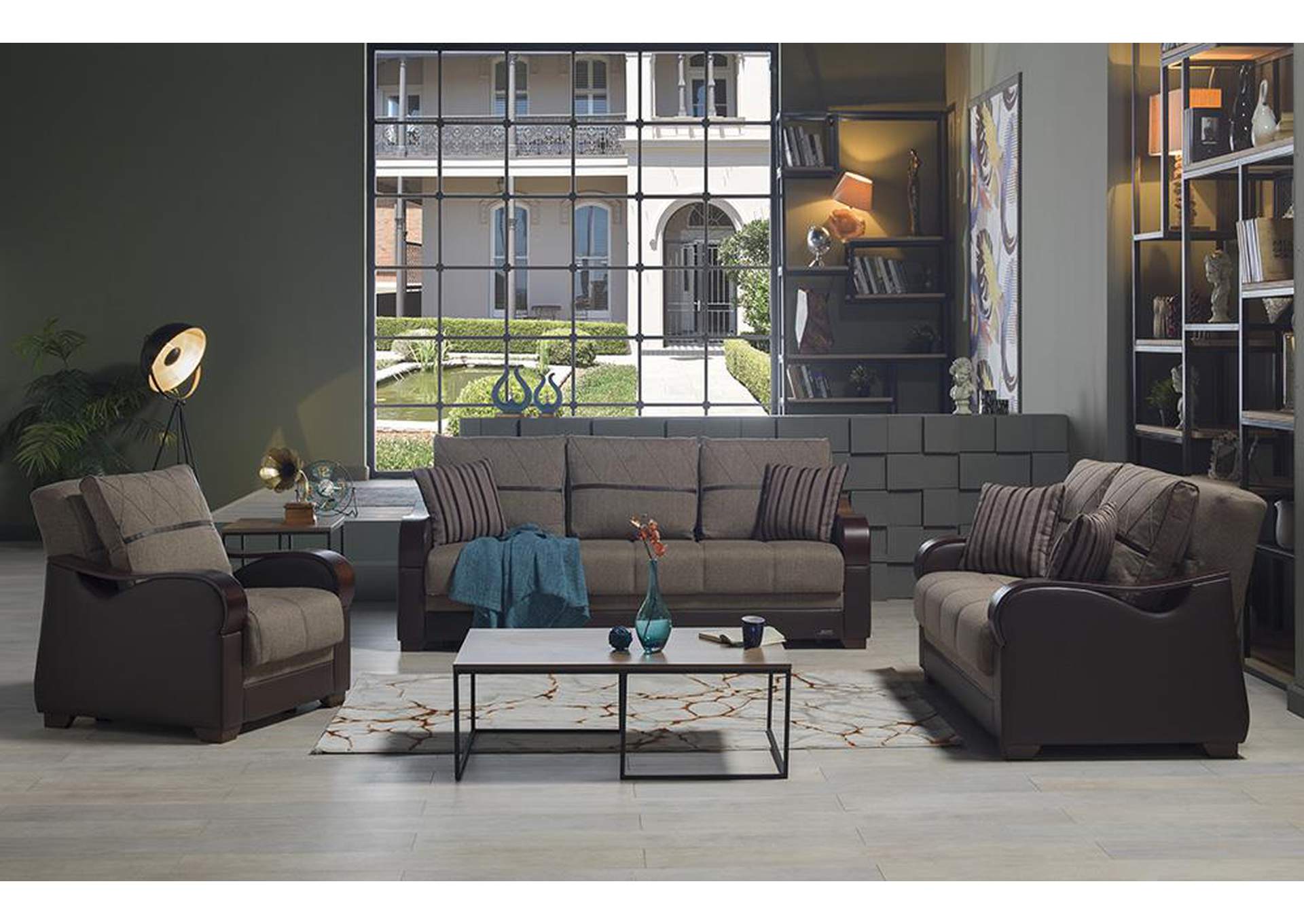 BENNETT ARMCHAIR WITH BROWN VINYL - REDEYEF BROWN - 2 PIECES image 3