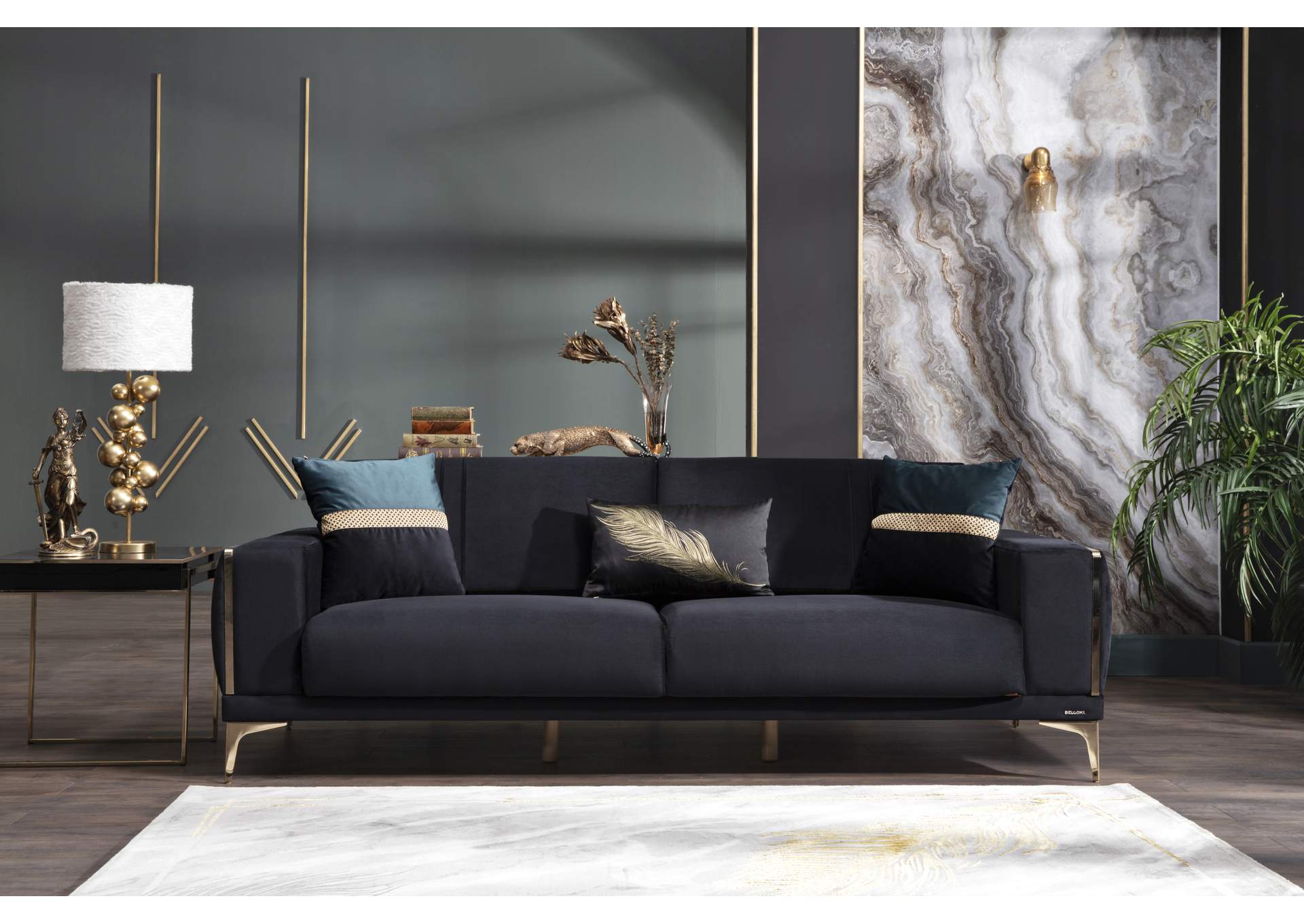 CARLINO LOVE SEAT - NAPOLY BLACK - 4 PIECES image 1