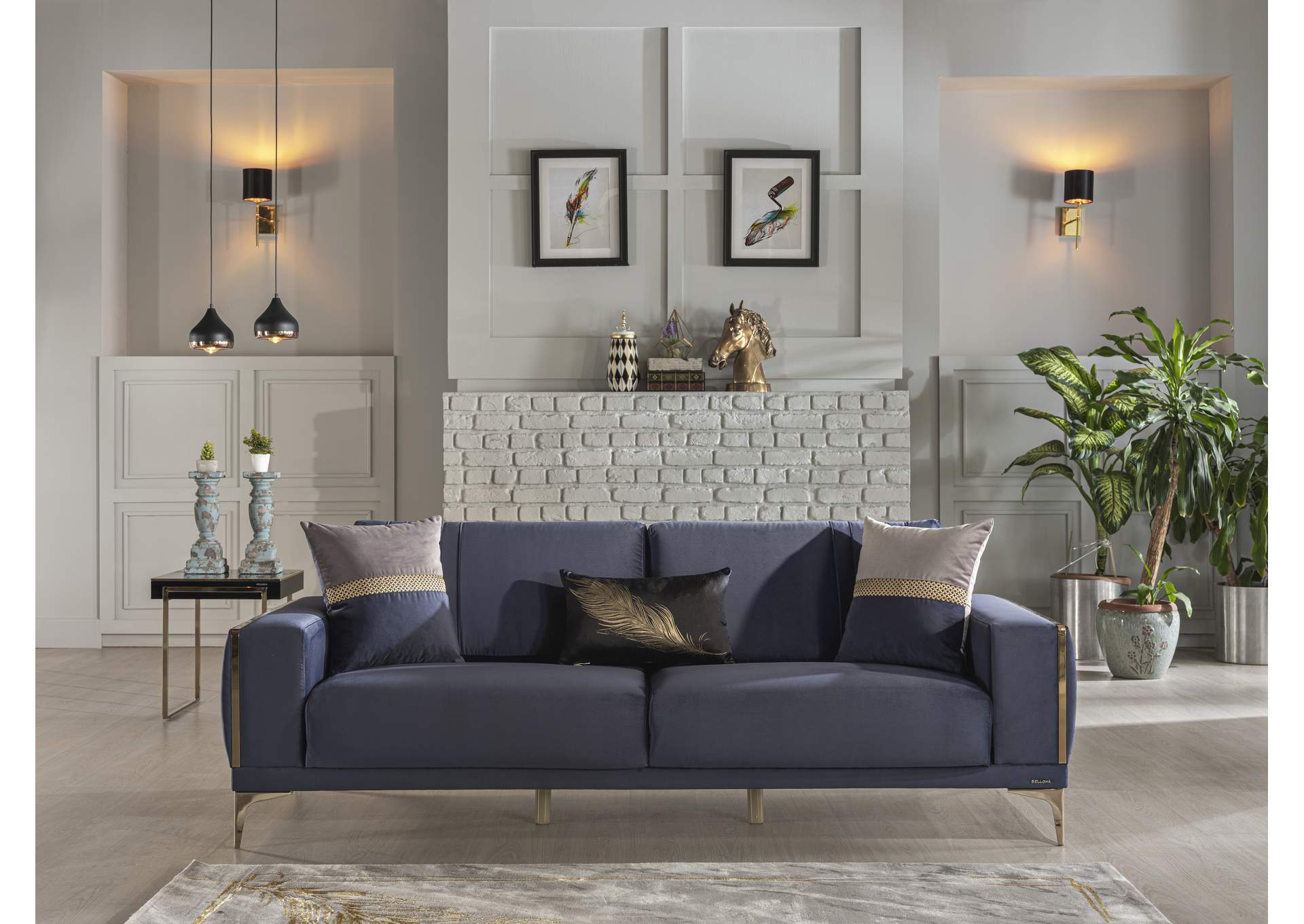 CARLINO LOVE SEAT - NAPOLY NAVY BLUE - 4 PIECES image 1