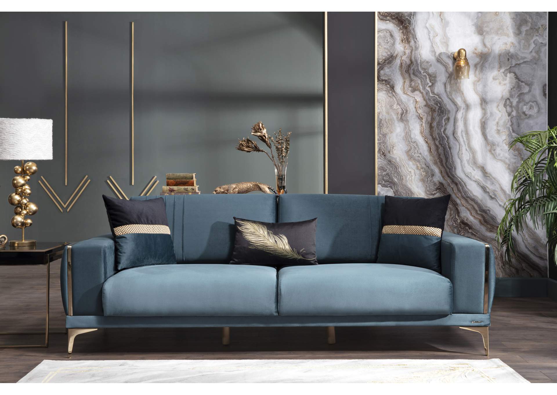 CARLINO LOVE SEAT - NAPOLY E GREEN - 4 PIECES image 1