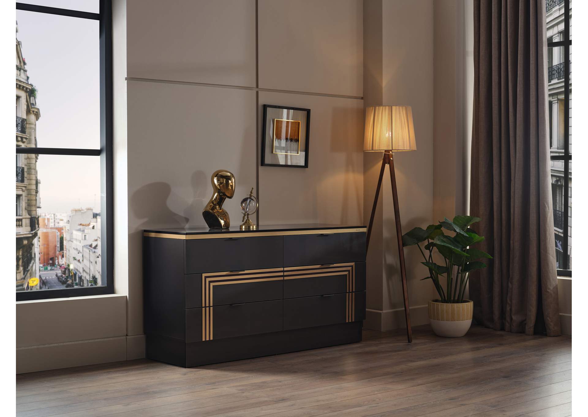 CARLINO 6 DRAWER DRESSER - PRADA GRAY image 4