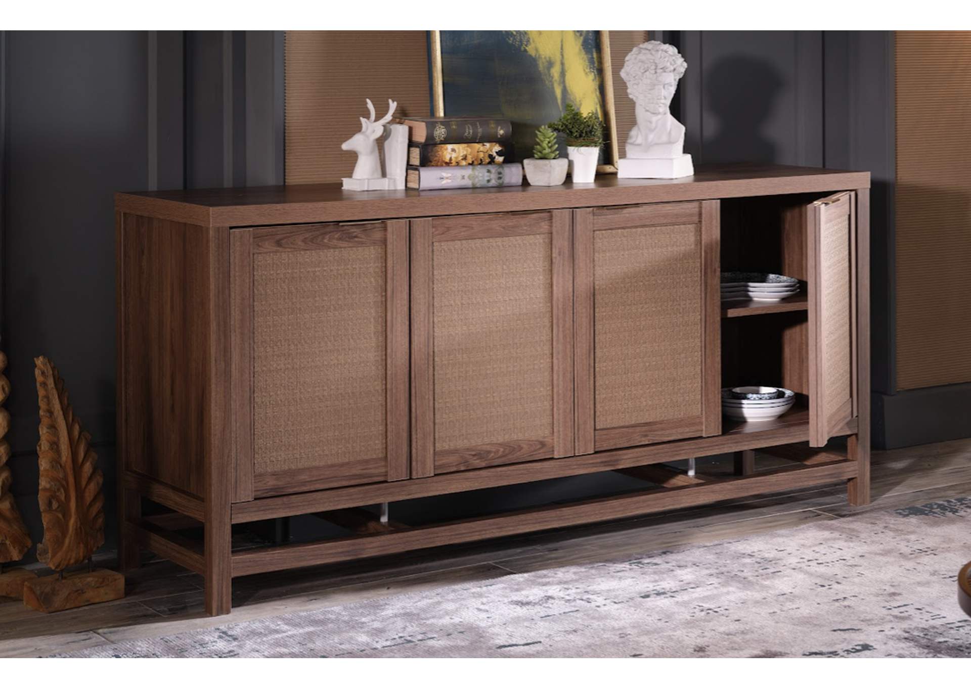 ARDEN 4 DOOR CONSOLE - ALEGRO WALNUT - 1 PIECE image 4