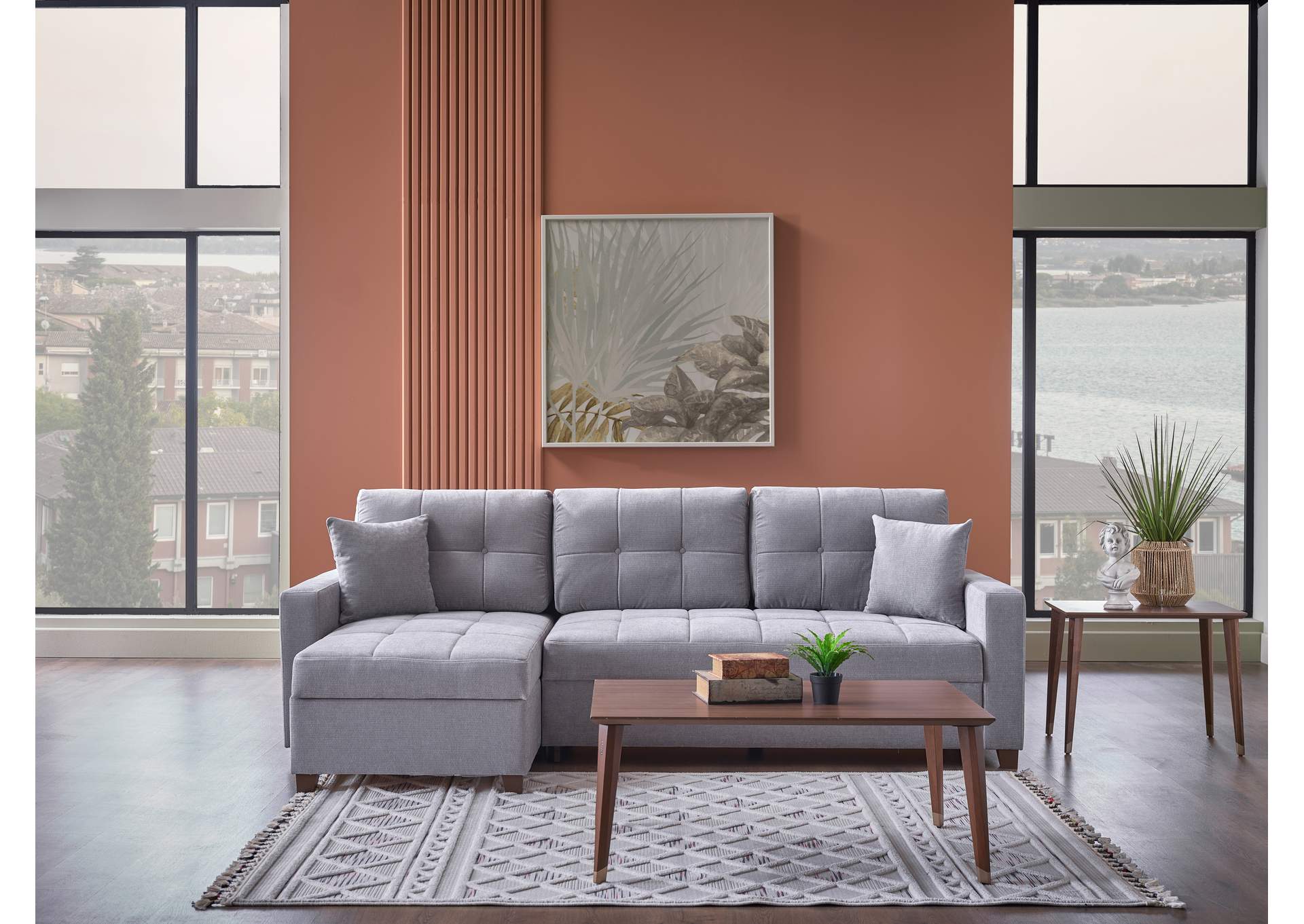 IVY SECTIONAL BROWN LEGS - KOOPSI BASIC GRAY110 image 1