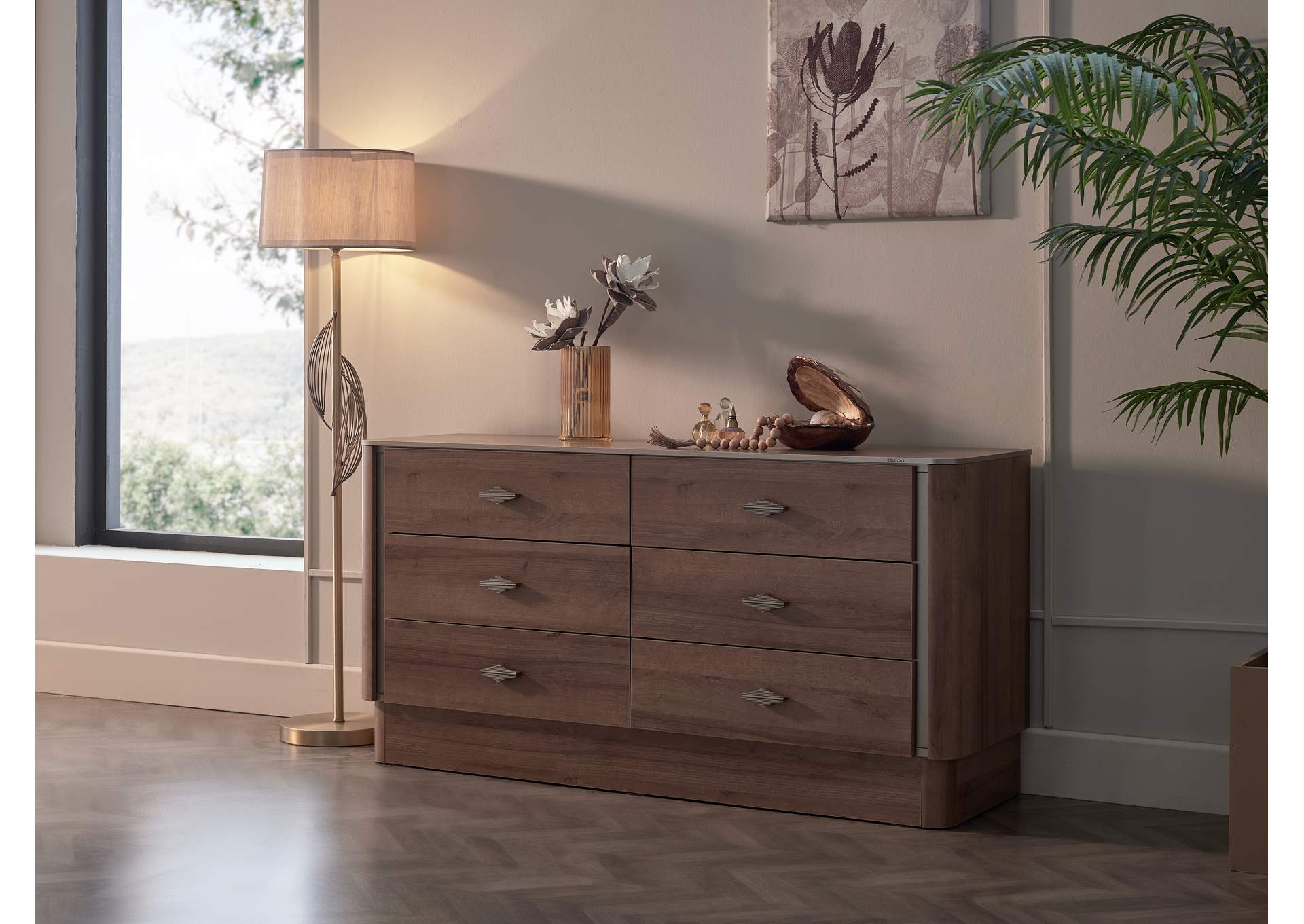MIRANTE 6 DRAWER DRESSER - WALNUT image 4