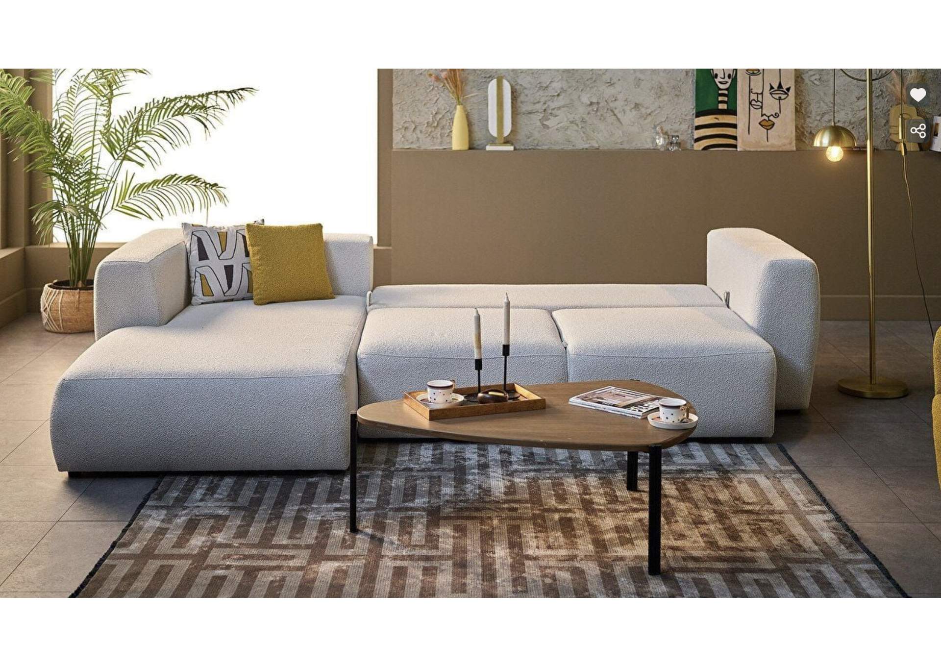 PICASSO LEFT FACING SECTIONAL - OSCAR WHITE - 5 PIECES image 5