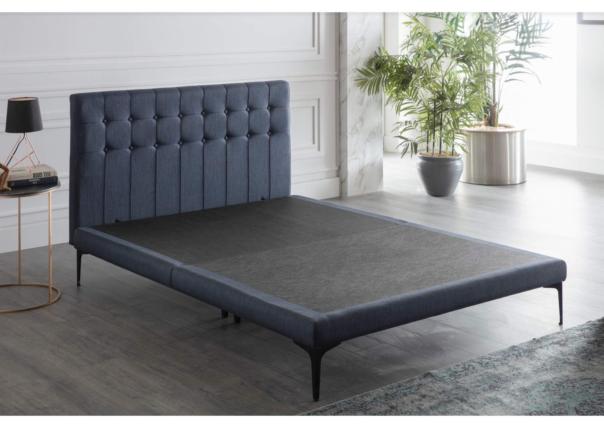 STRATTON TWIN FOUNDATION AND HEADBOARD - BELL BASIC NAVY - 1 PIECE image 1