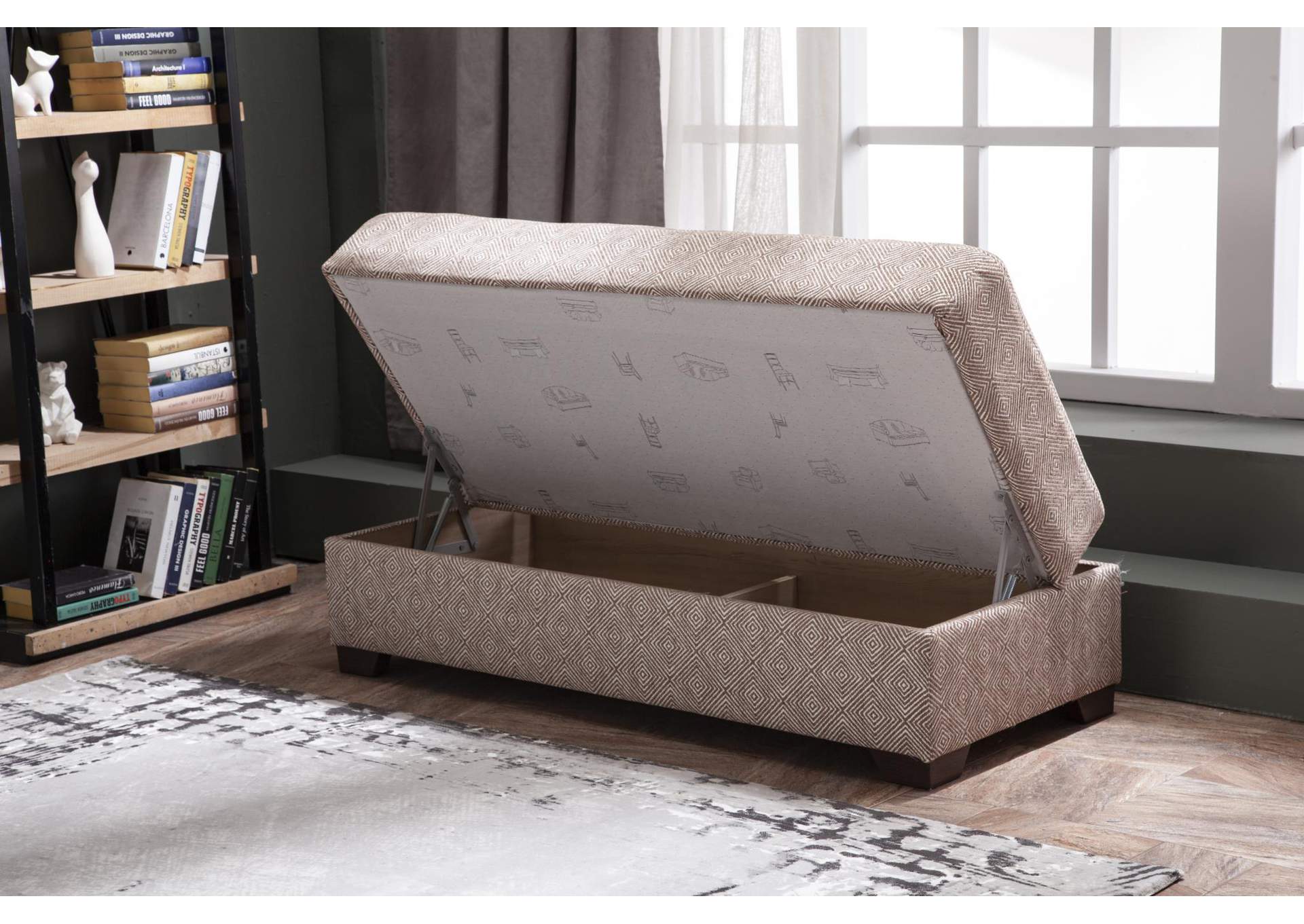 TAHOE STORAGE OTTOMAN - CARRIE SW BROWN 260 - 1 PIECE image 1