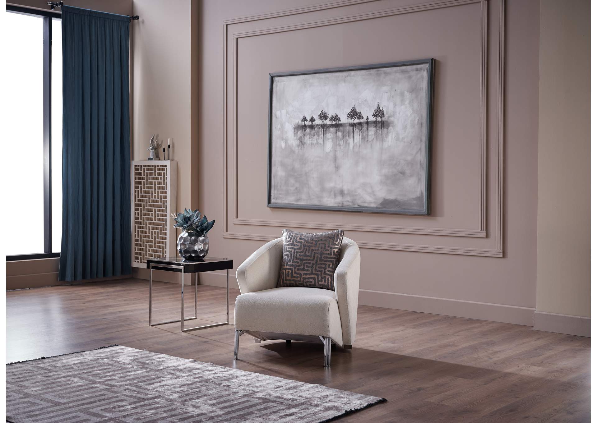 VENICE ACCENT CHAIR CHROME LEG - MERIT CREAM image 4