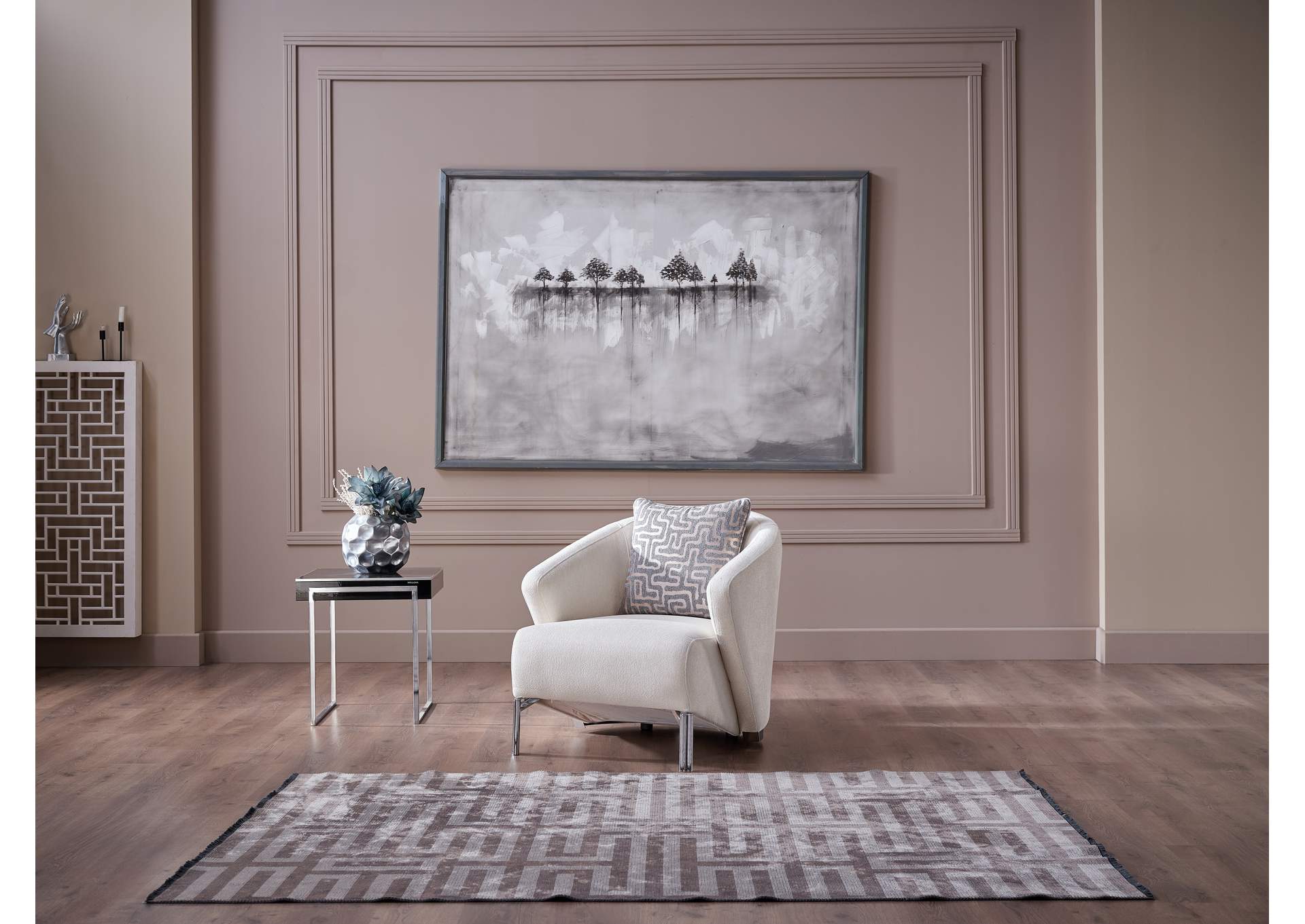 VENICE ACCENT CHAIR CHROME LEG - MERIT CREAM image 1