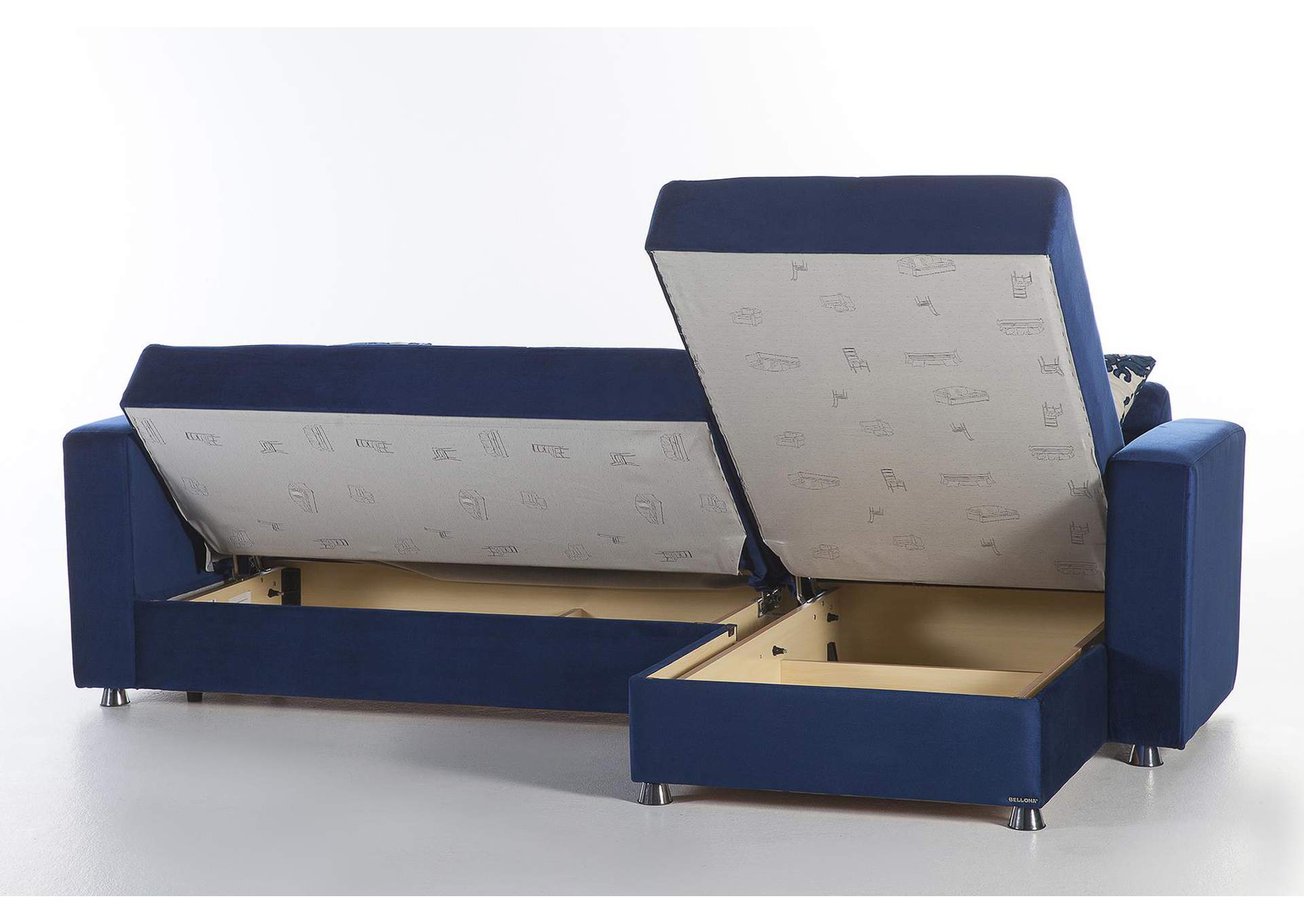 ELEGANT SECTIONAL STORAGE LOVE SEAT - ROMA NAVY - 1 PIECE image 6