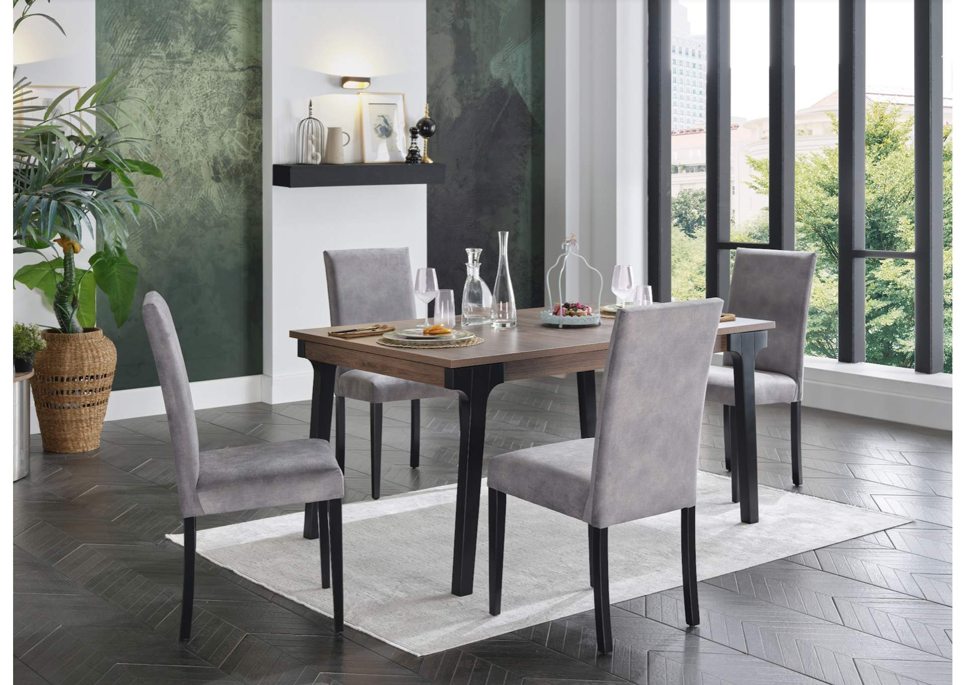 KENNEDY EXPANDABLE DINING TABLE - L WALNUT - 2 PIECES image 5