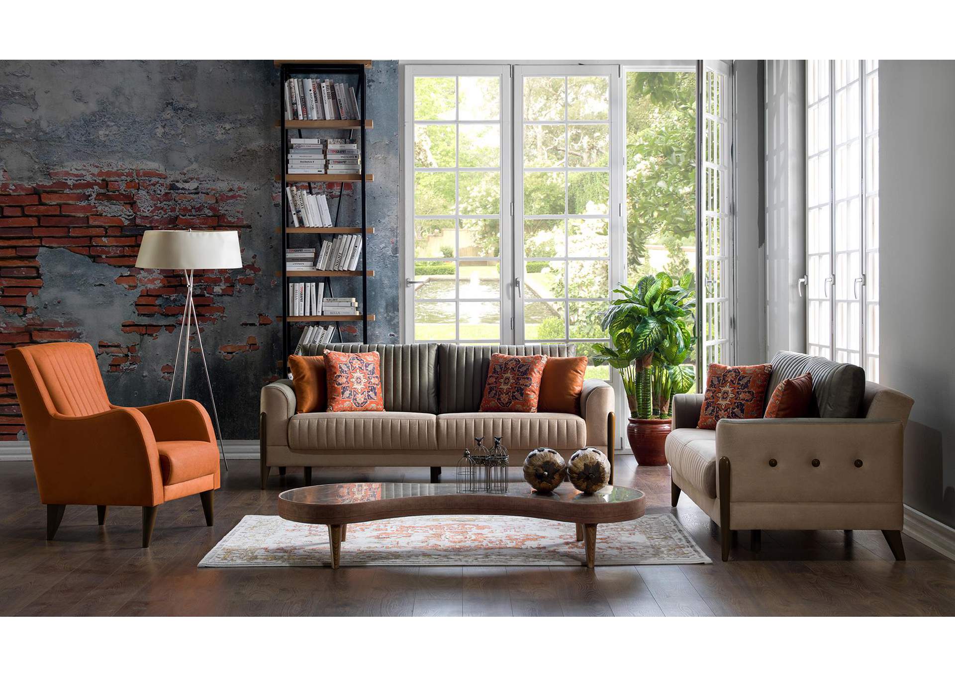 PIERO LOVE SEAT - HANDE BEIGE - 3 PIECES image 1