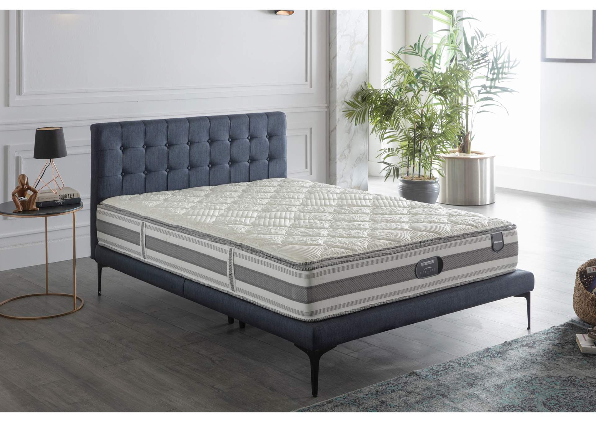 STRATTON KING FOUNDATION AND HEADBOARD - BELL BASIC NAVY - 1 PIECE image 1