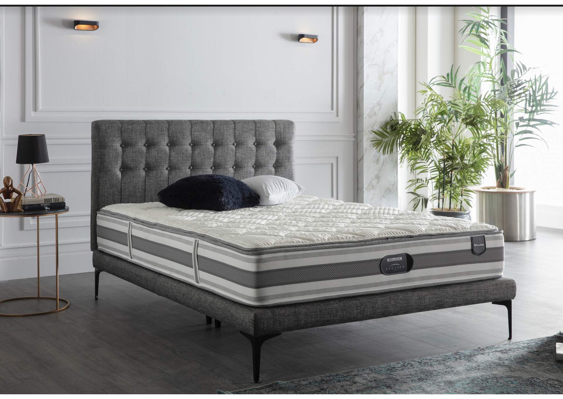 STRATTON KING FOUNDATION AND HEADBOARD - BELL BASIC GREY - 1 PIECE image 4