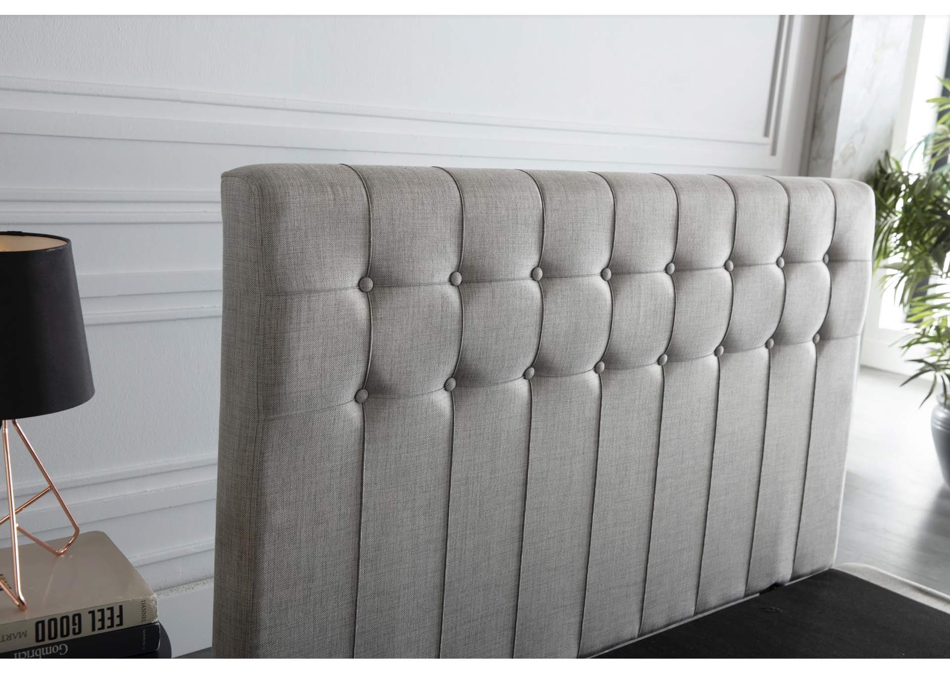 STRATTON KING FOUNDATION AND HEADBOARD - BELL BASIC LIGHT GREY - 1 PIECE image 4