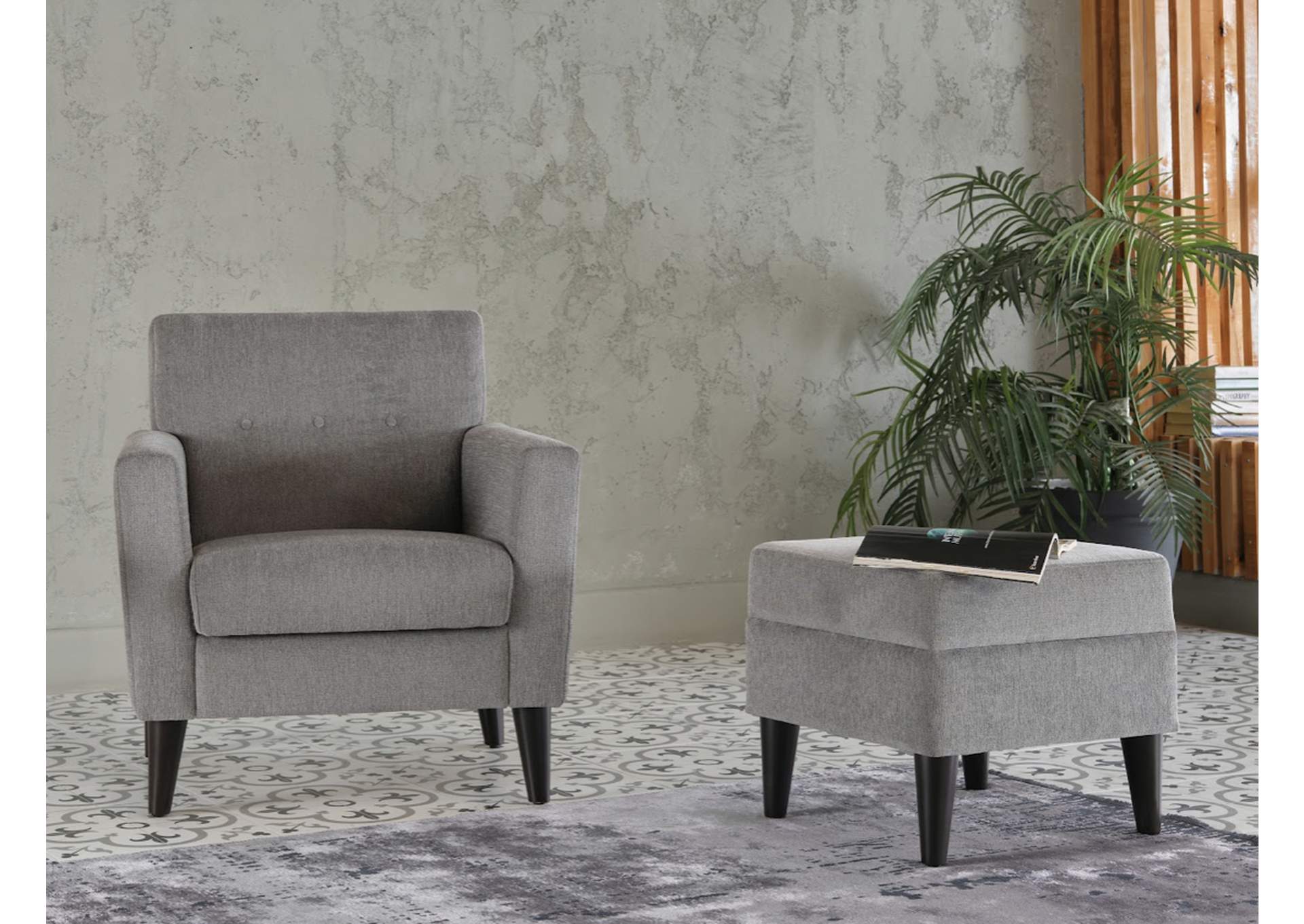 THEO ACCENT CHAIR OTTOMAN - THEO GREY image 1