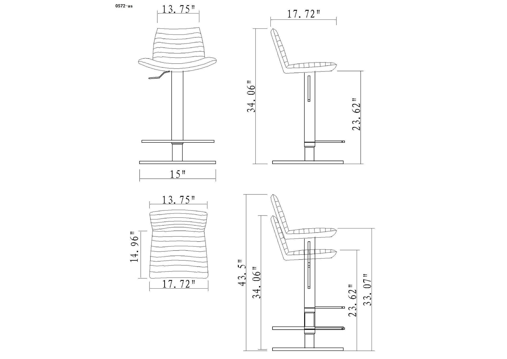 Ribbed Back And Seat Pneumatic-Adjustable Stool image 6