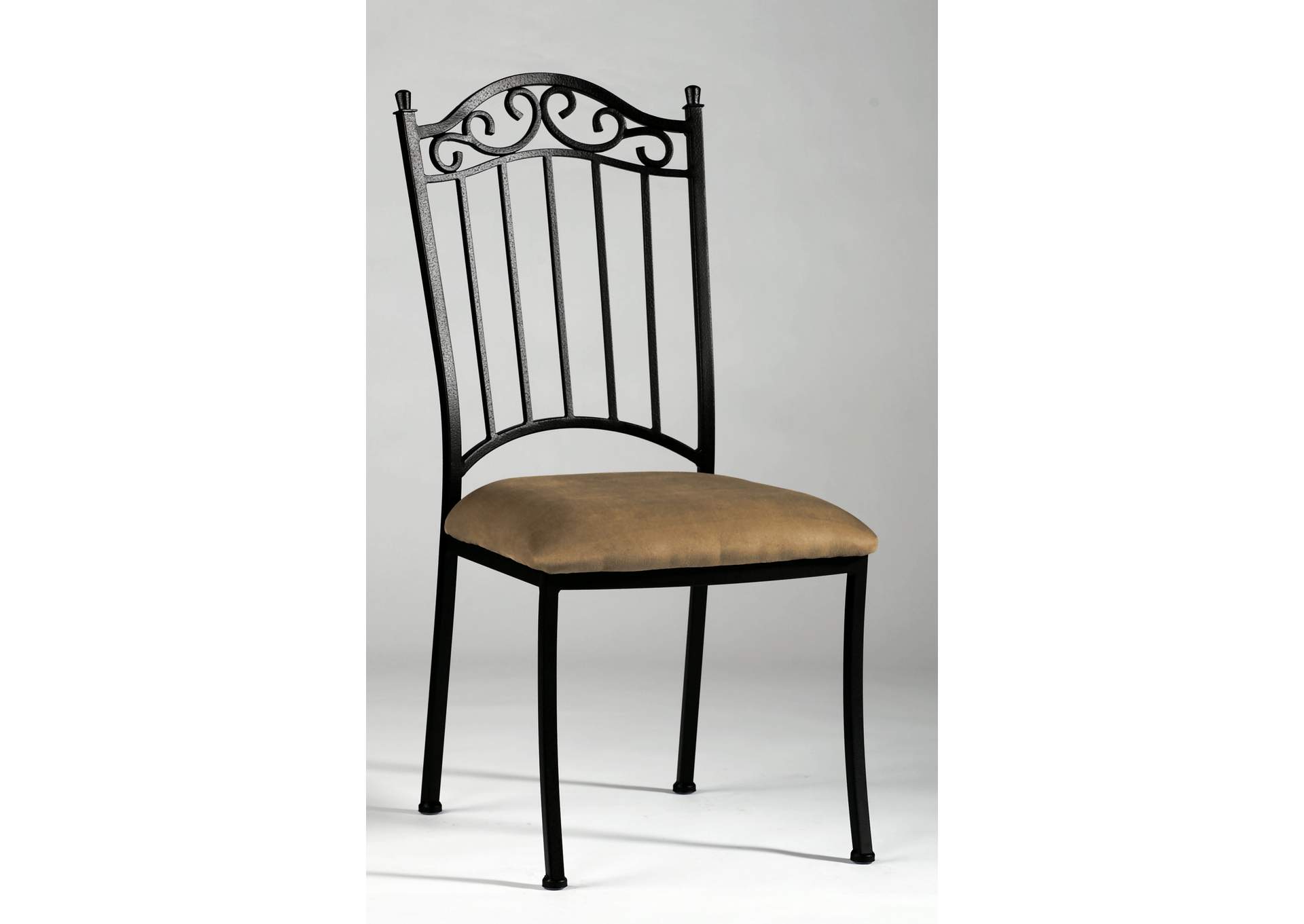 Transitional Style Dining Set With Wrought Iron Glass Table & Chairs image 5