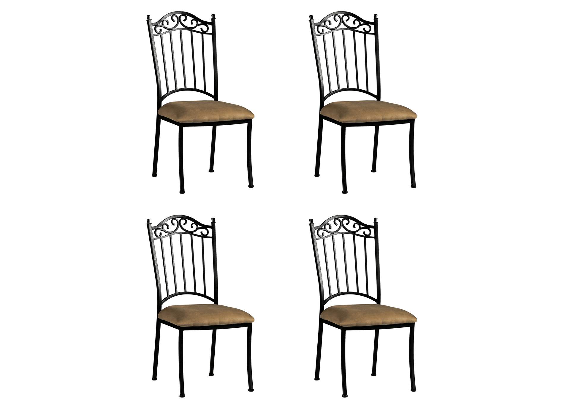 Transitional Style Dining Set With Wrought Iron Glass Table & Chairs image 6