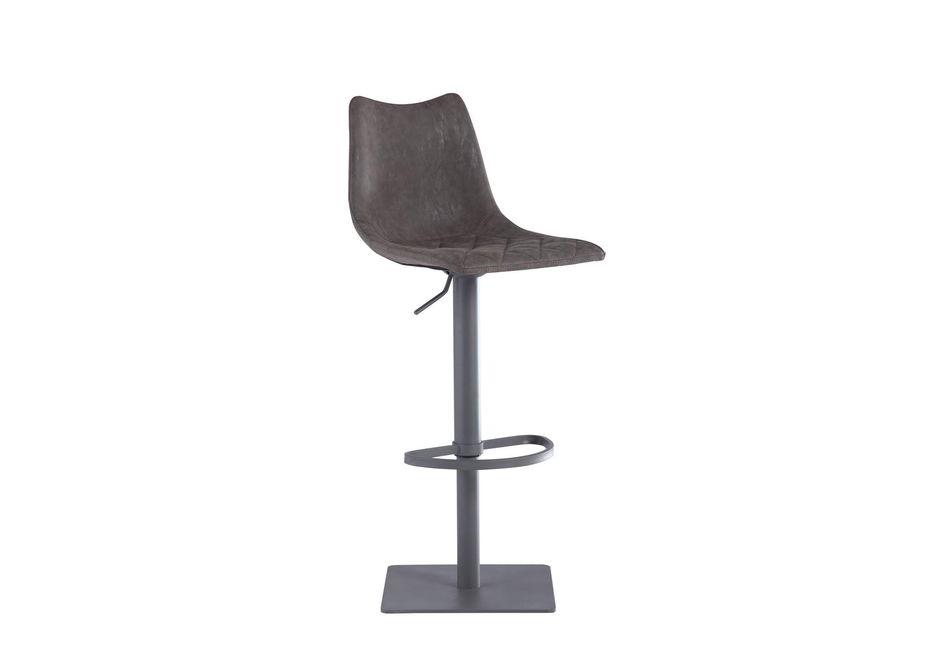 Curved Back Pneumatic-Adjustable Stool With Diamond Stitched Seat image 1