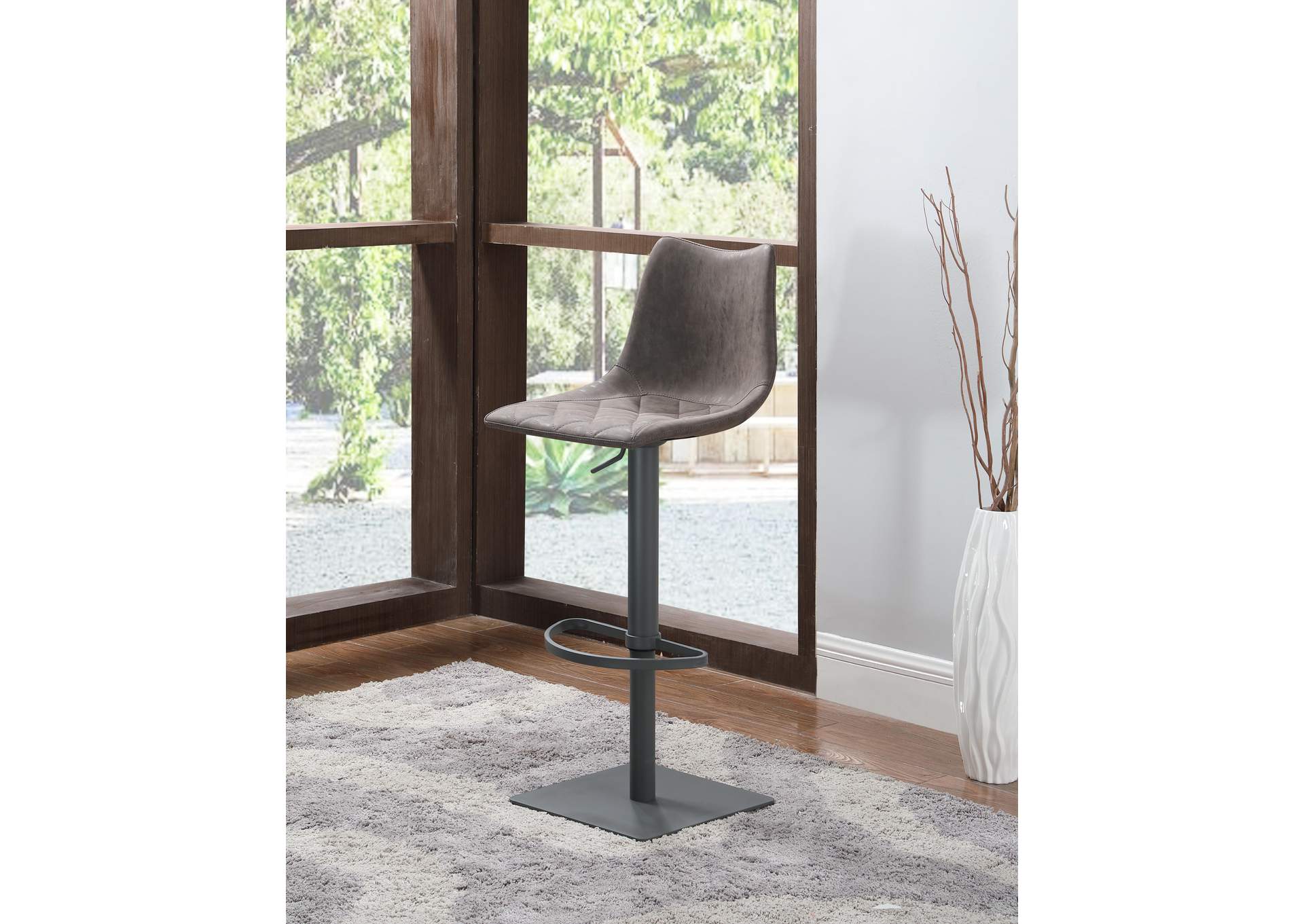 Curved Back Pneumatic-Adjustable Stool With Diamond Stitched Seat image 6